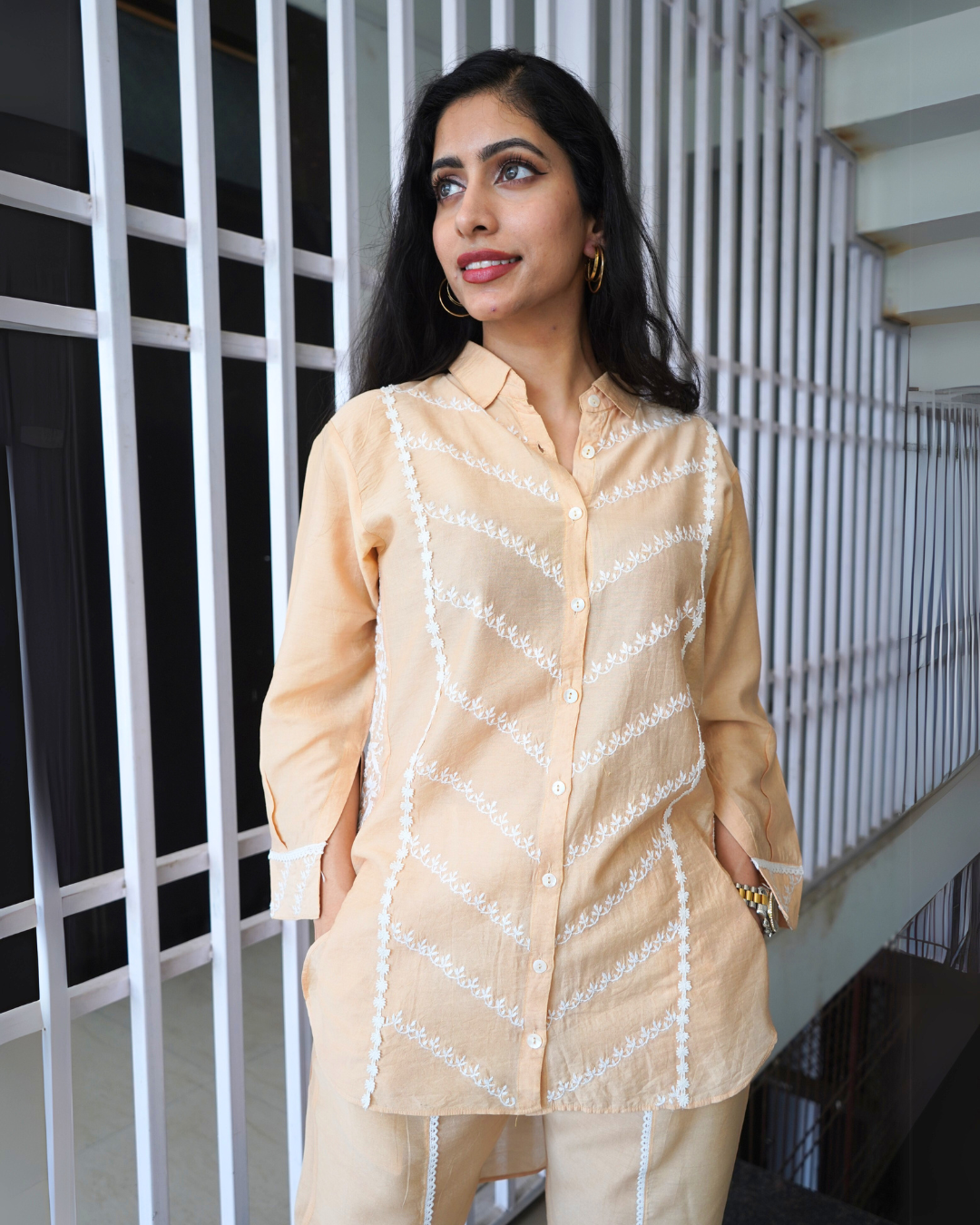 Desert Sand Chikankari Coord Set - Set of 2