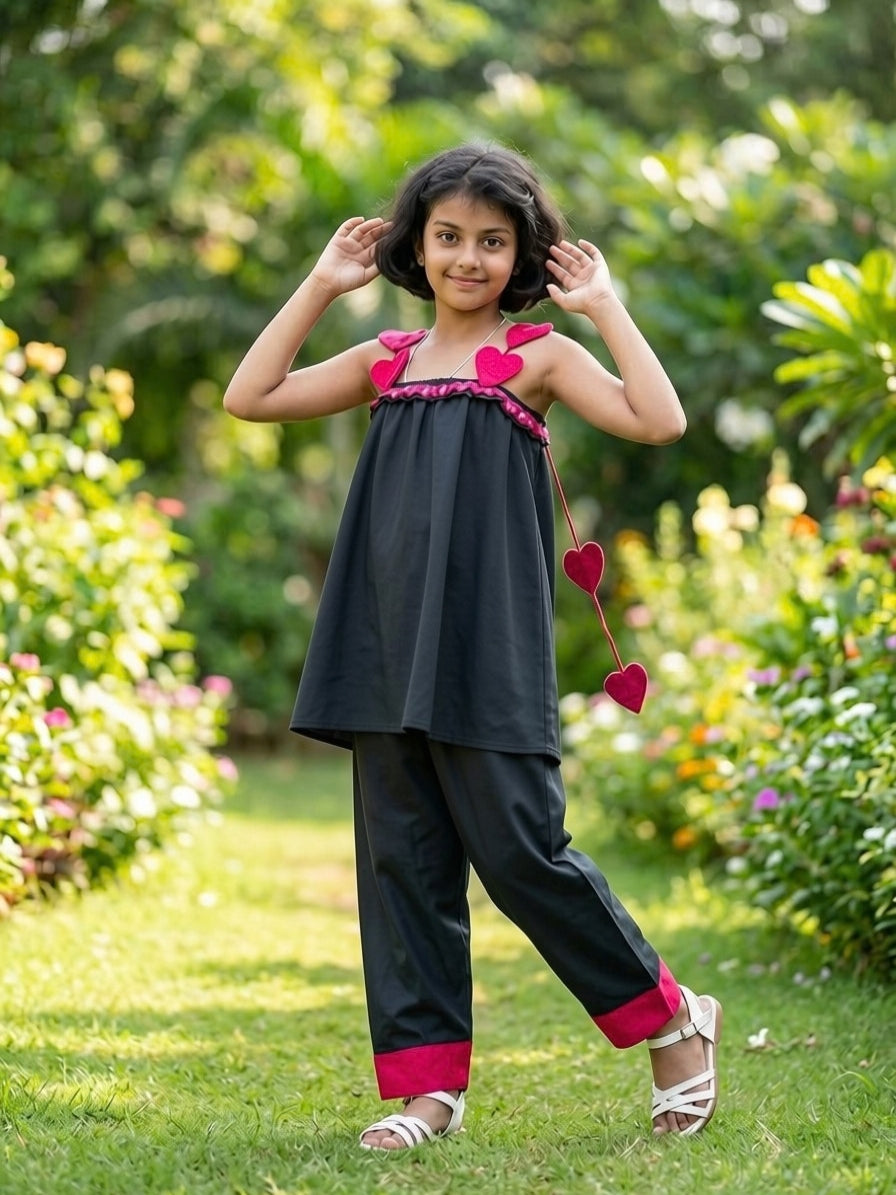 Heart Cut-Out Chanderi Navy Coord