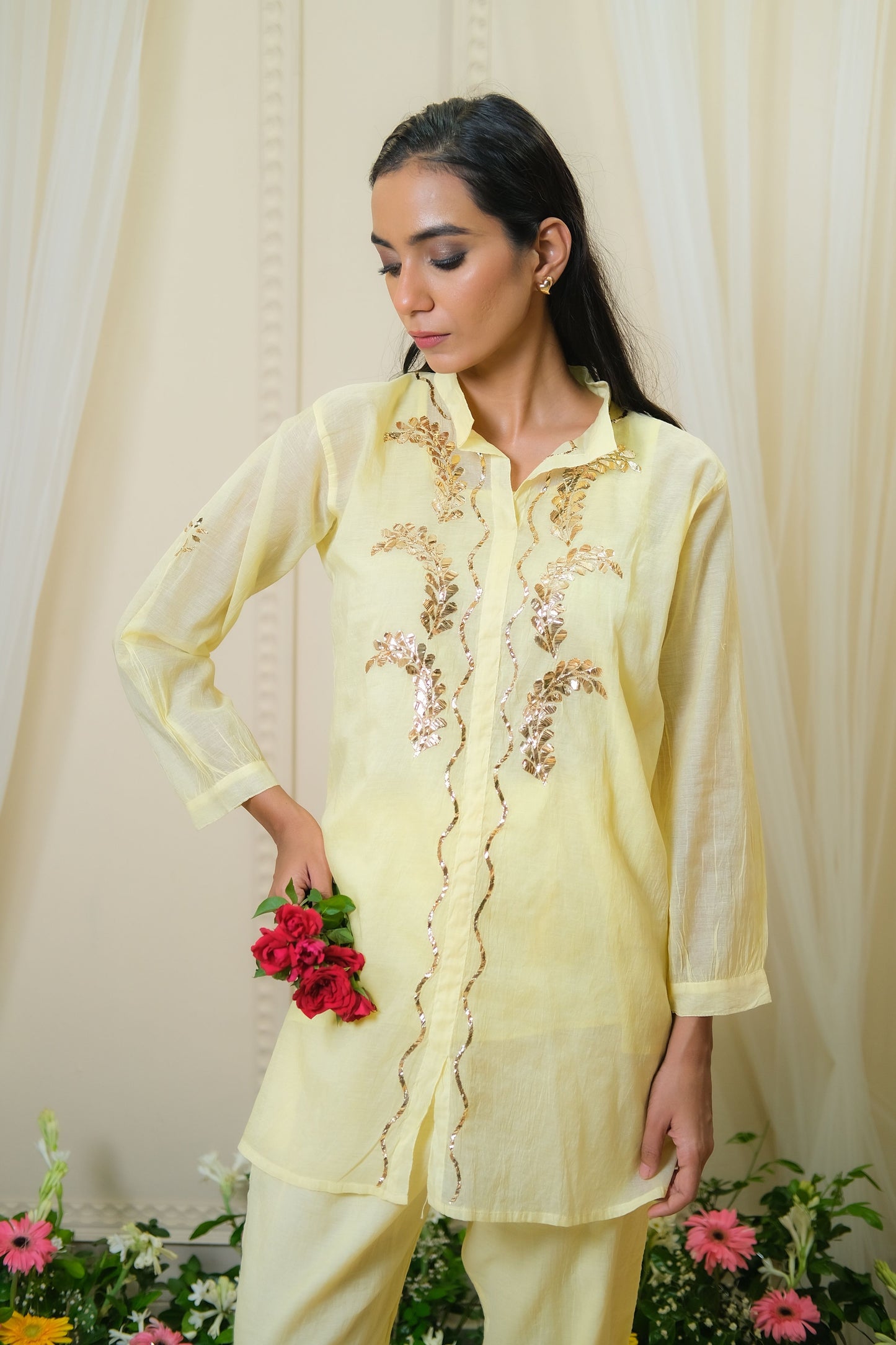 Sitaara Yellow Mukaish Coord Set - of 2