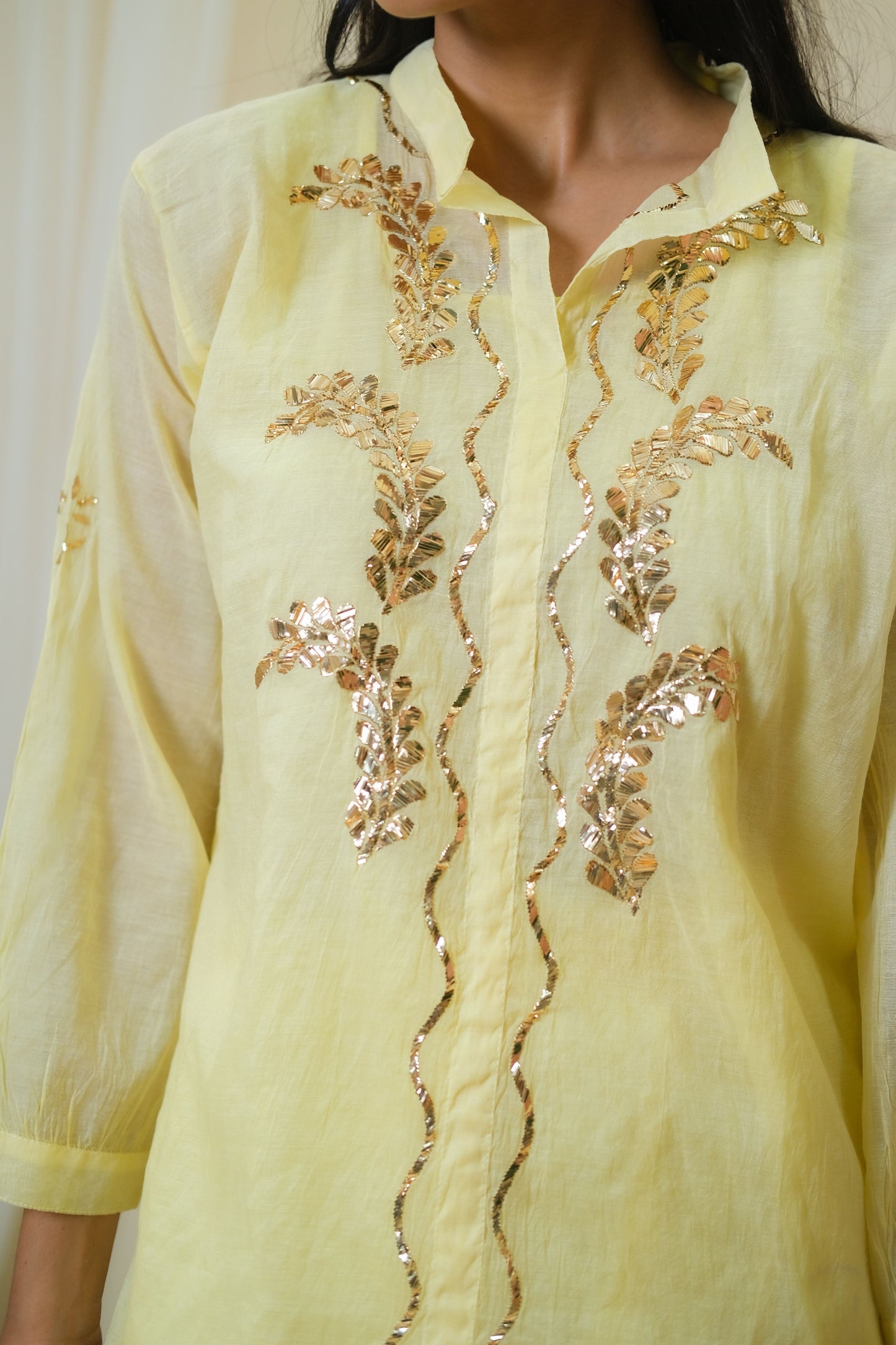 Sitaara Yellow Mukaish Coord Set - of 2