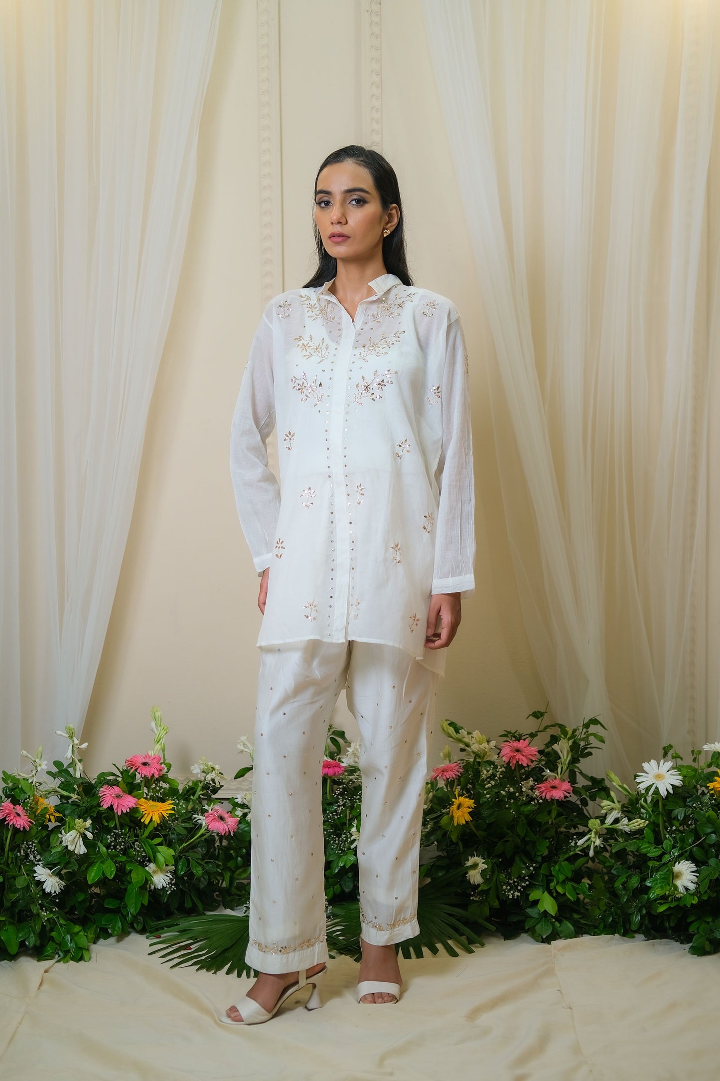Sitaara White Mukaish Coord Set - of 2