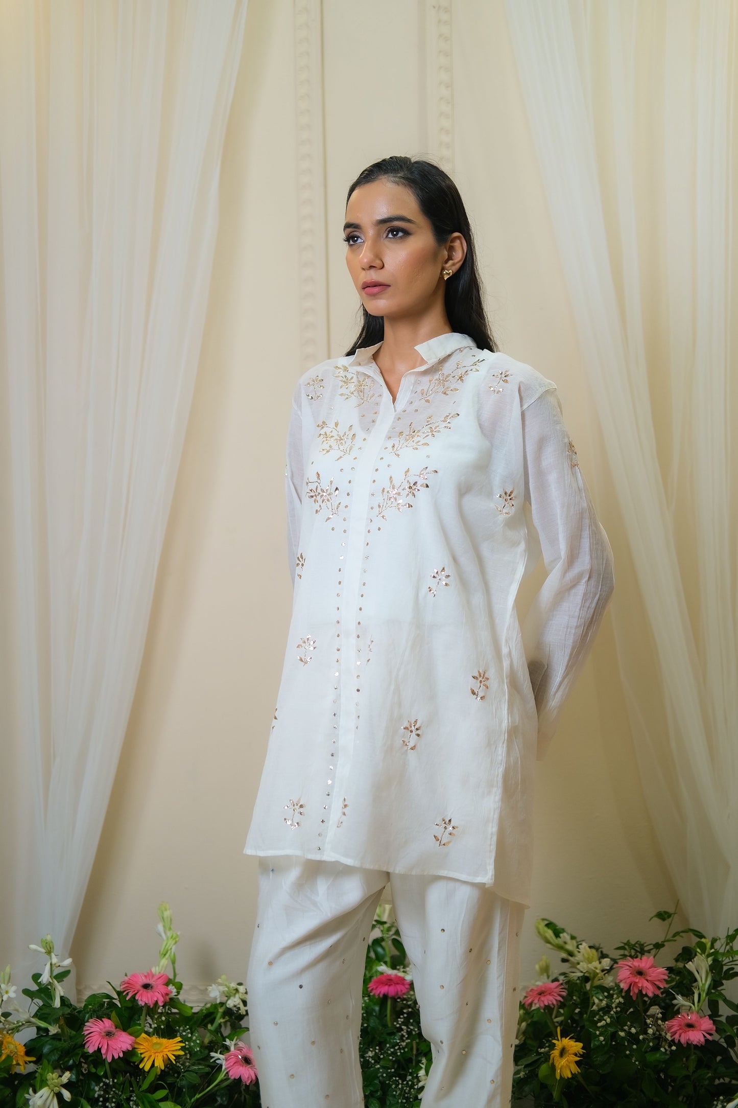 Sitaara White Mukaish Coord Set - of 2