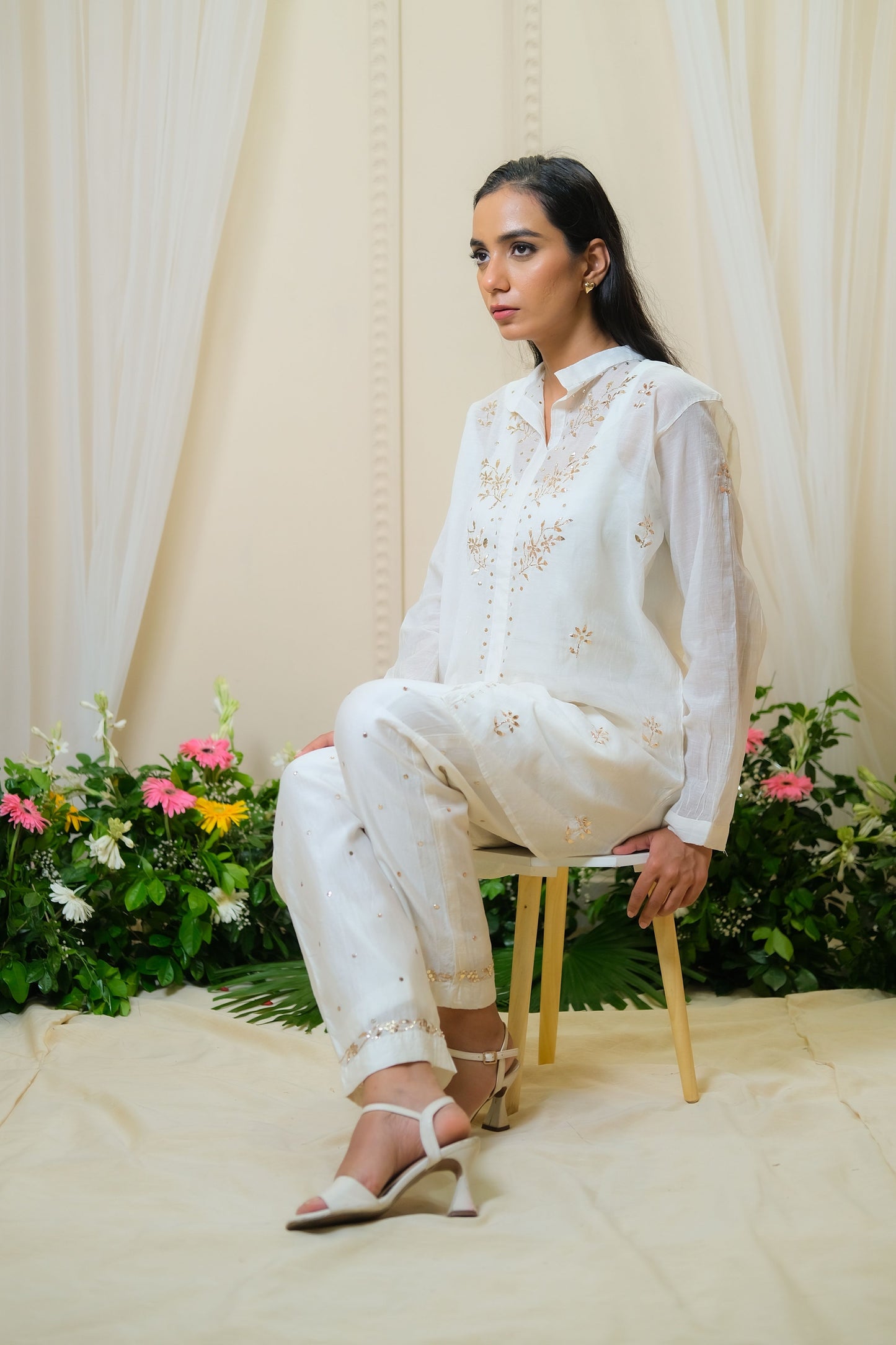 Sitaara White Mukaish Coord Set - of 2