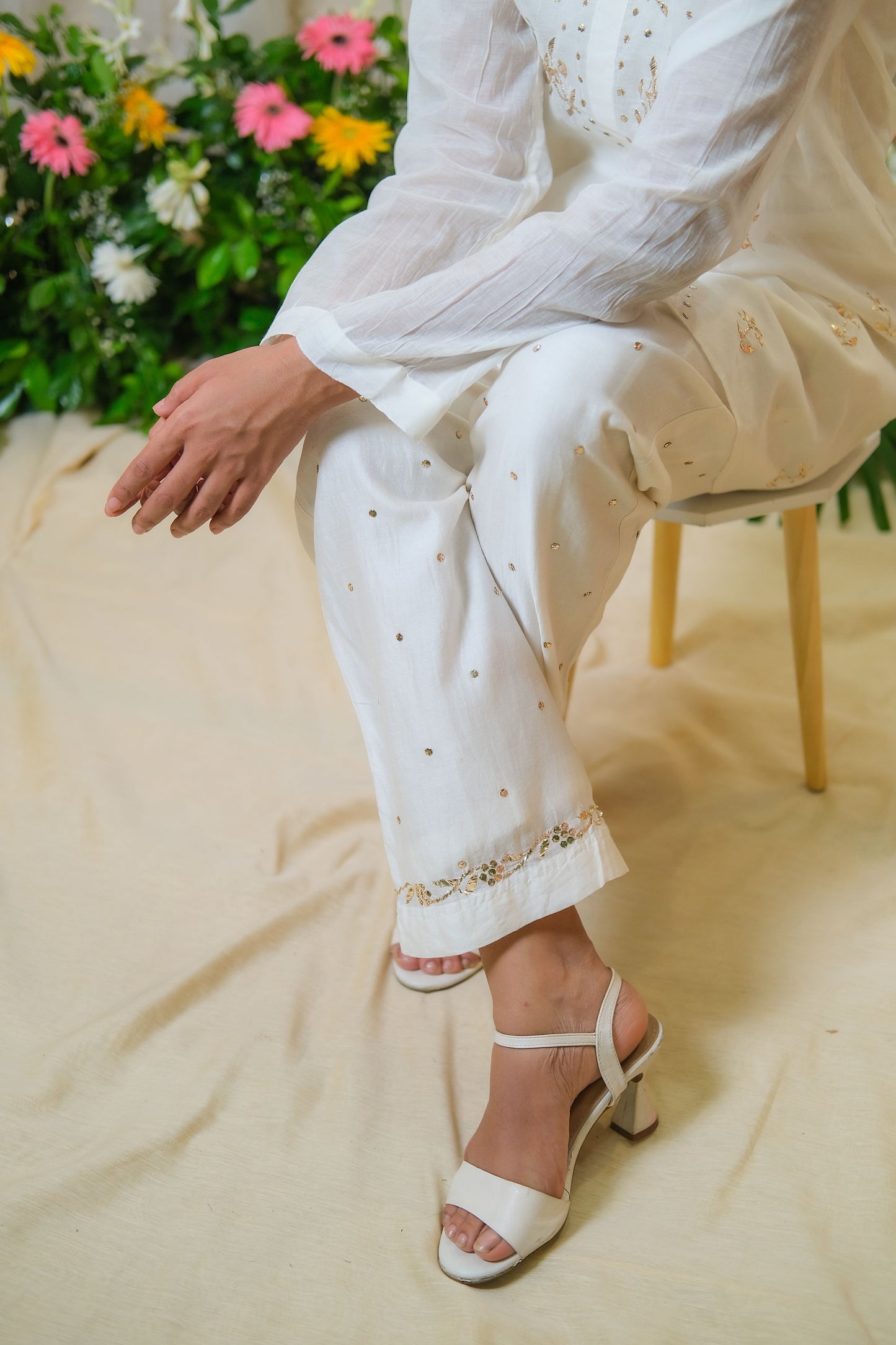 Sitaara White Mukaish Coord Set - of 2