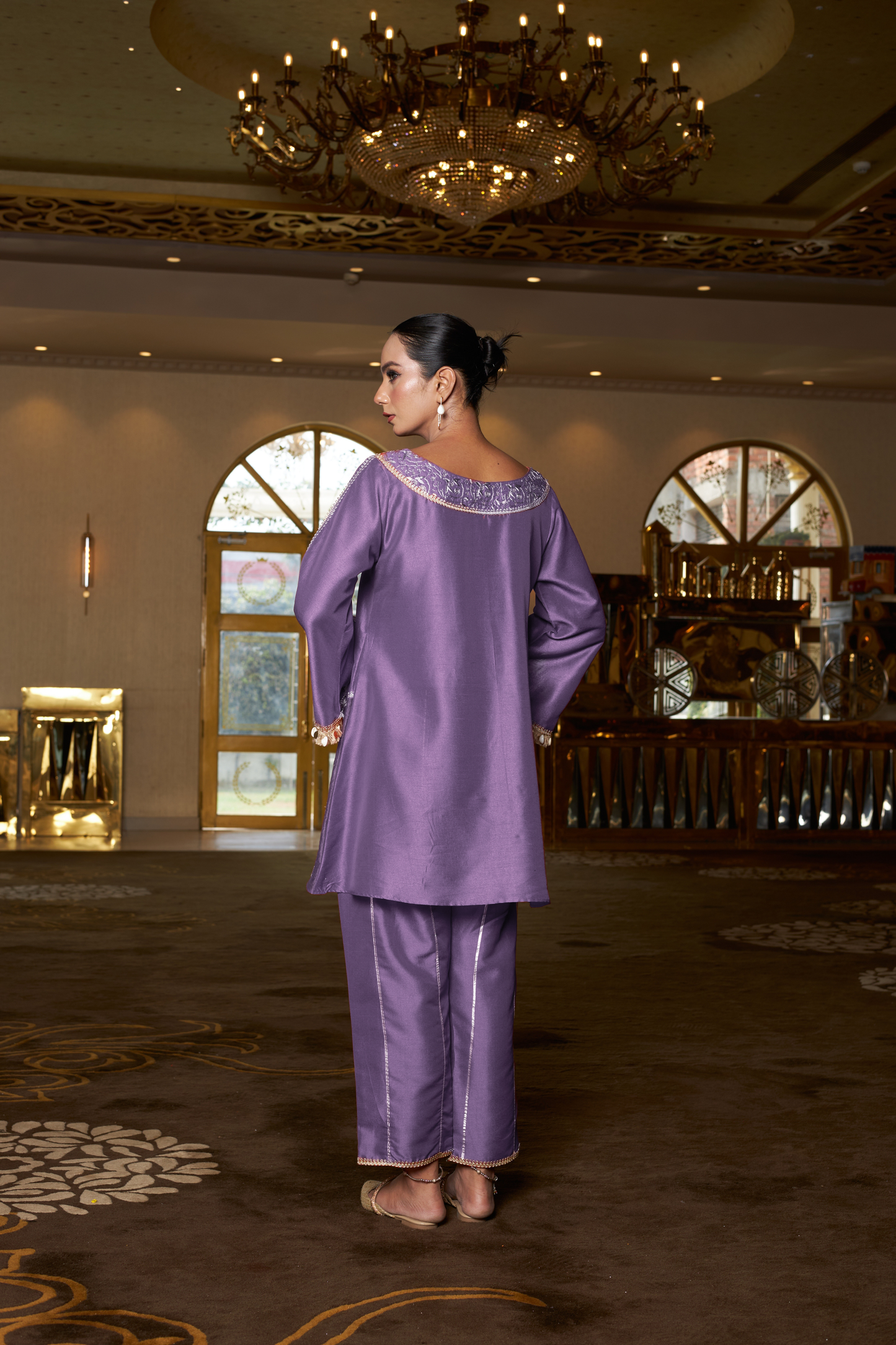 Amber Aura Purple Chikankari Kurta Set - of 2