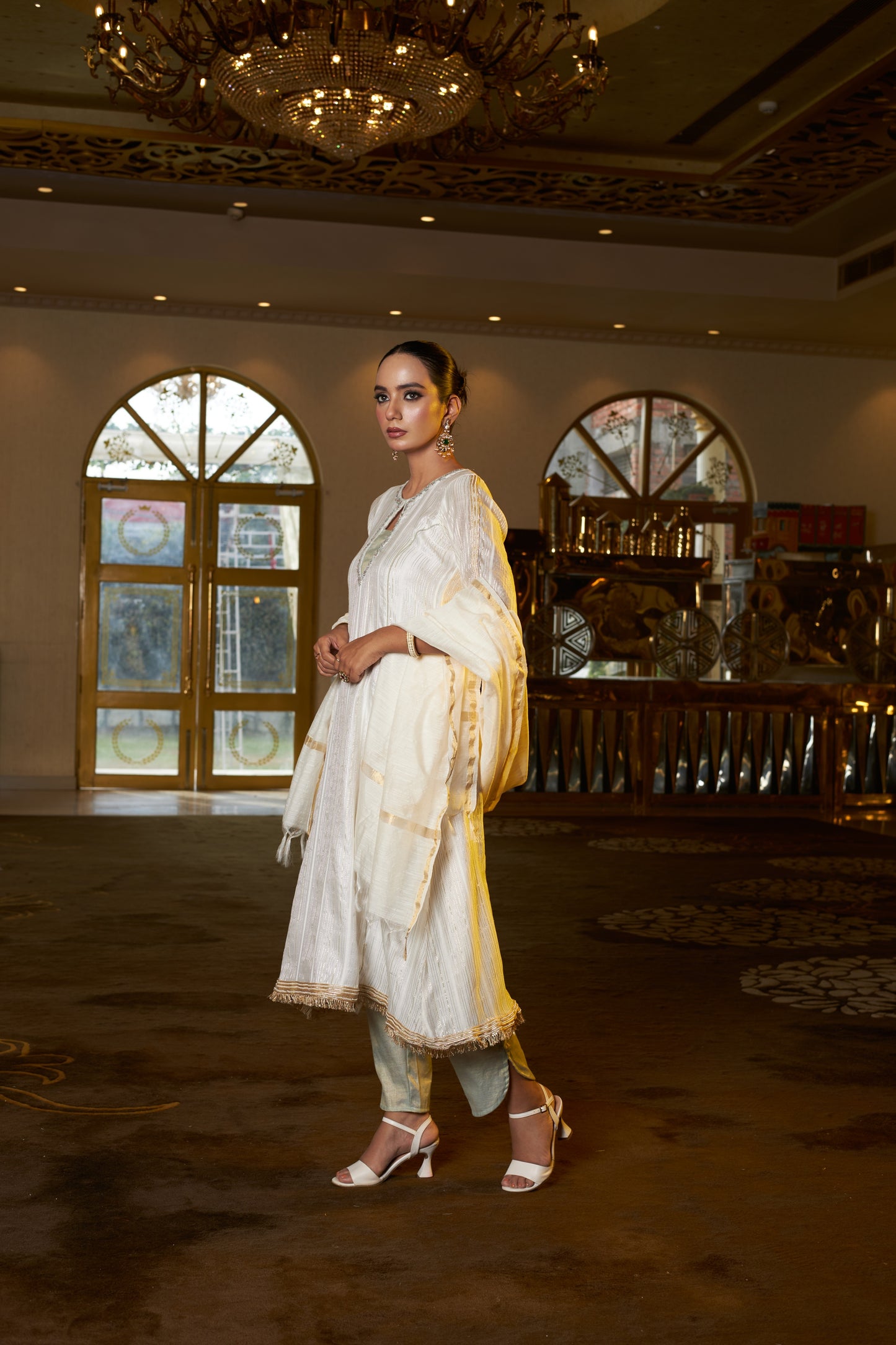 Ivory Noor Anarkali Suit - Set of 3