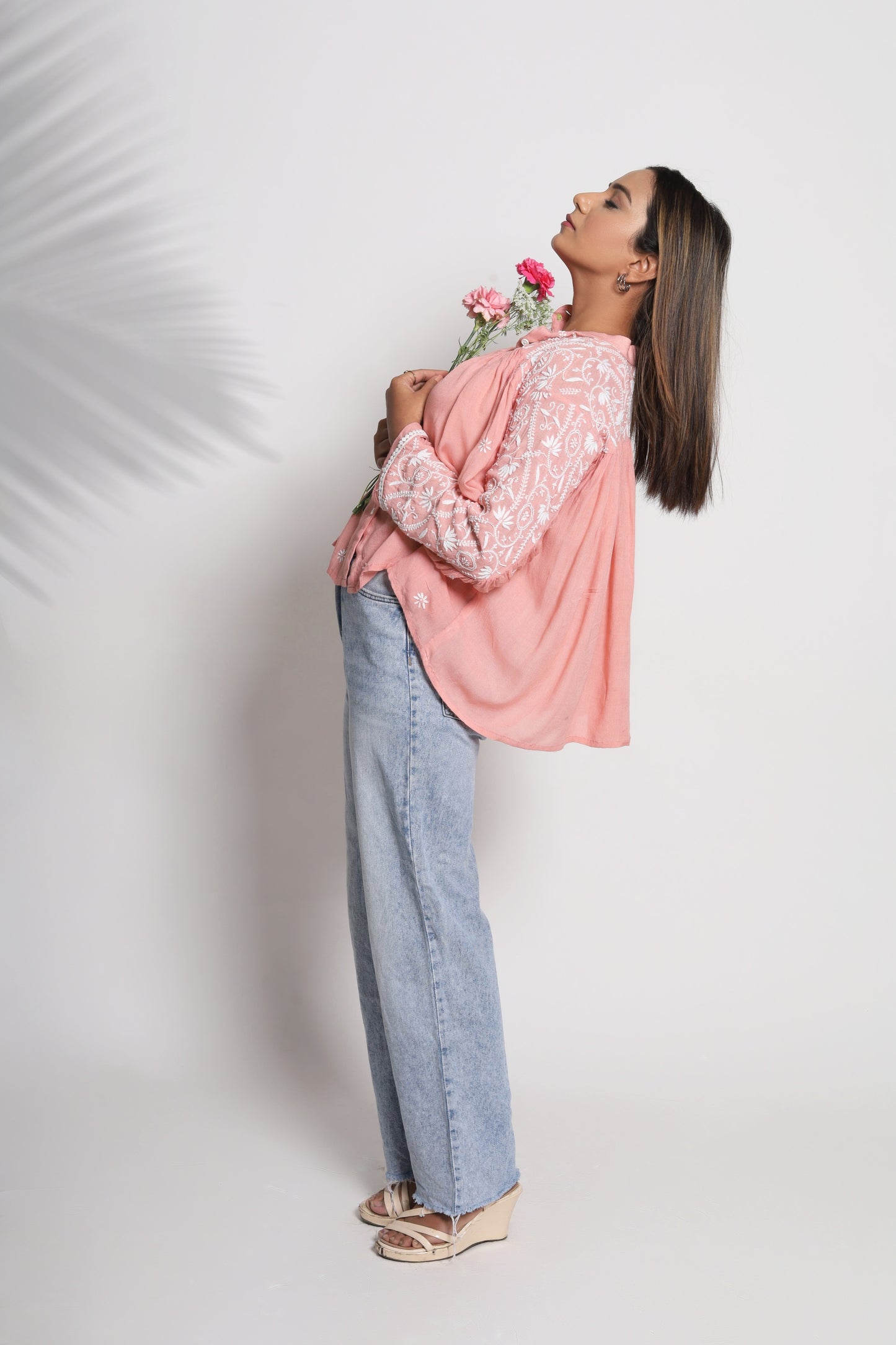 Peach Chikankari Shirt