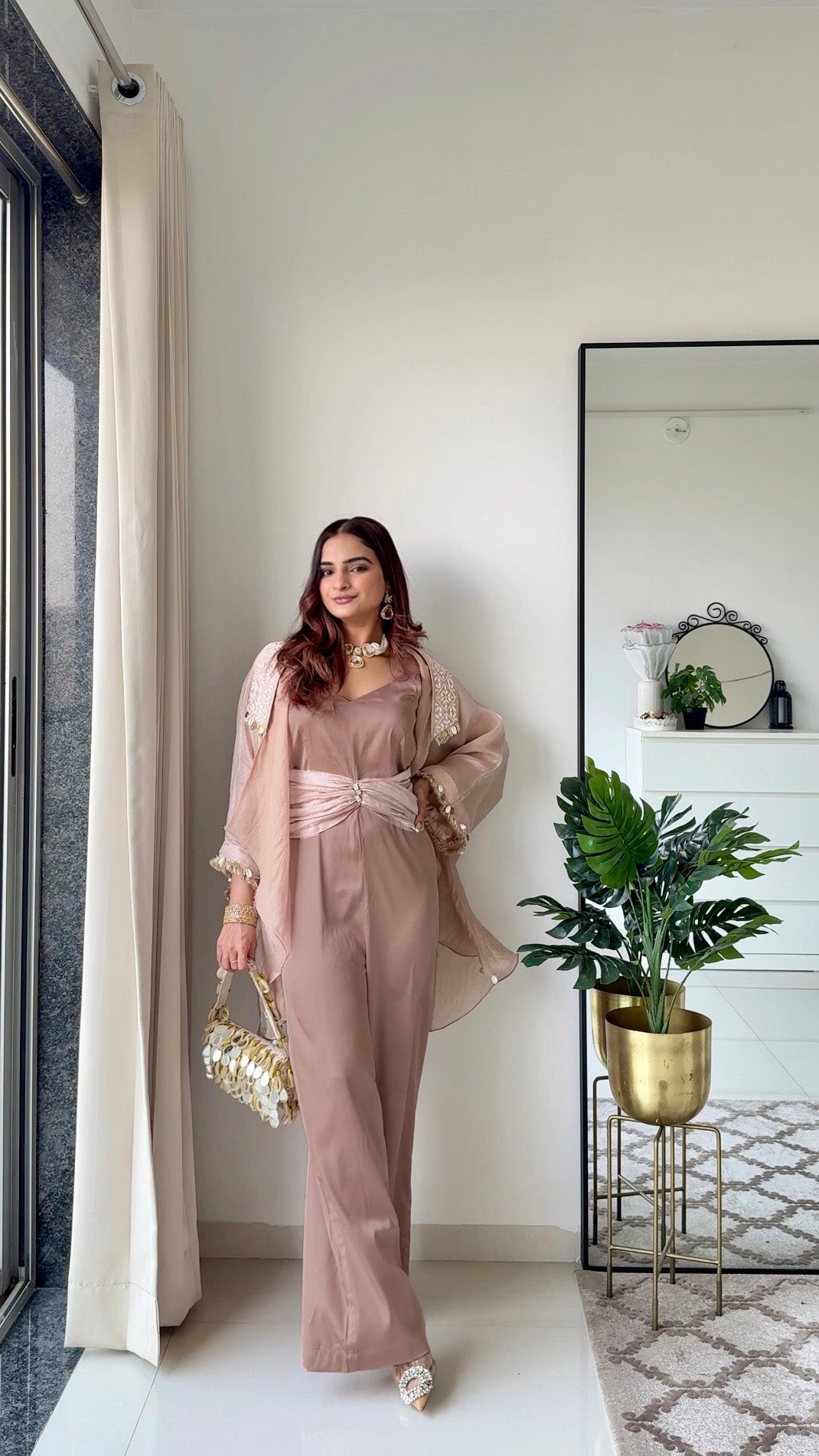 Silken Sage Jumpsuit & Shrug - Set of 2