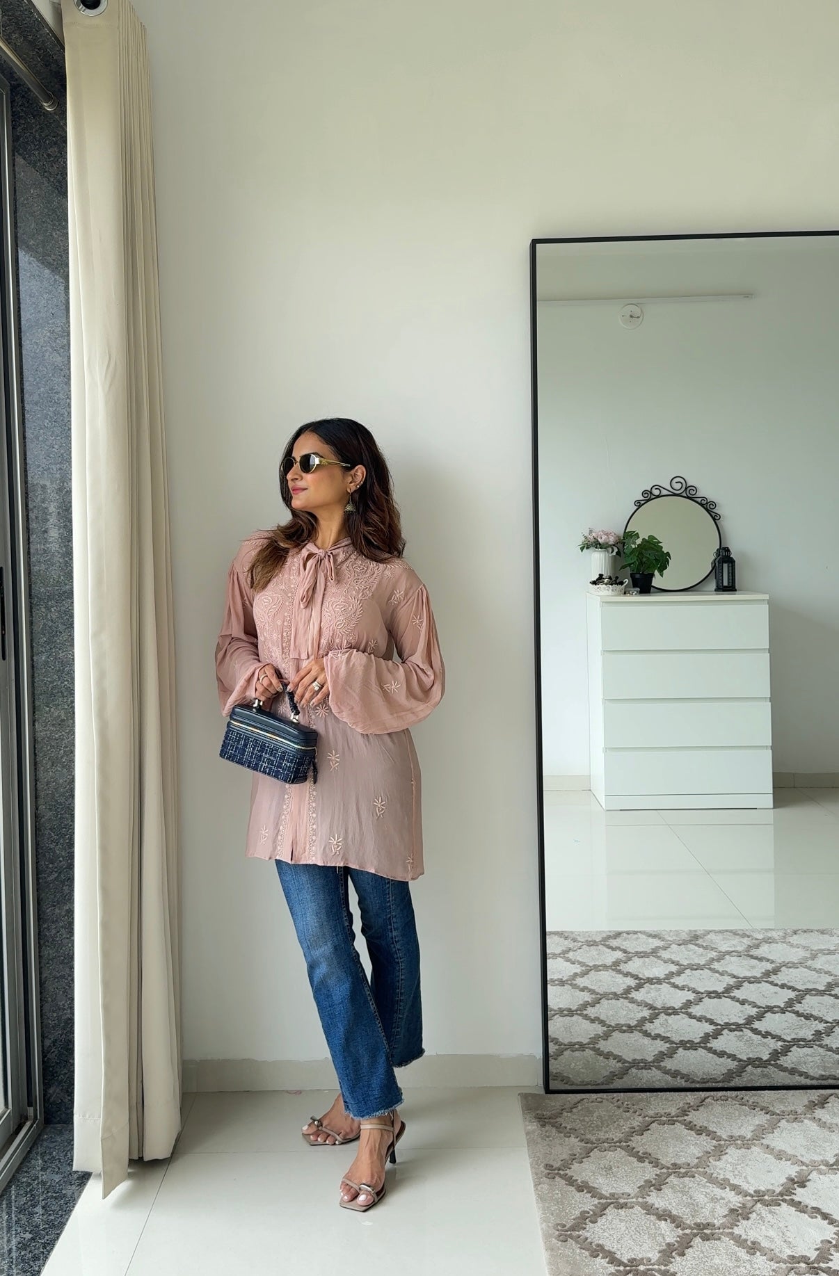 Mauve Tieup Chikankari Shirt