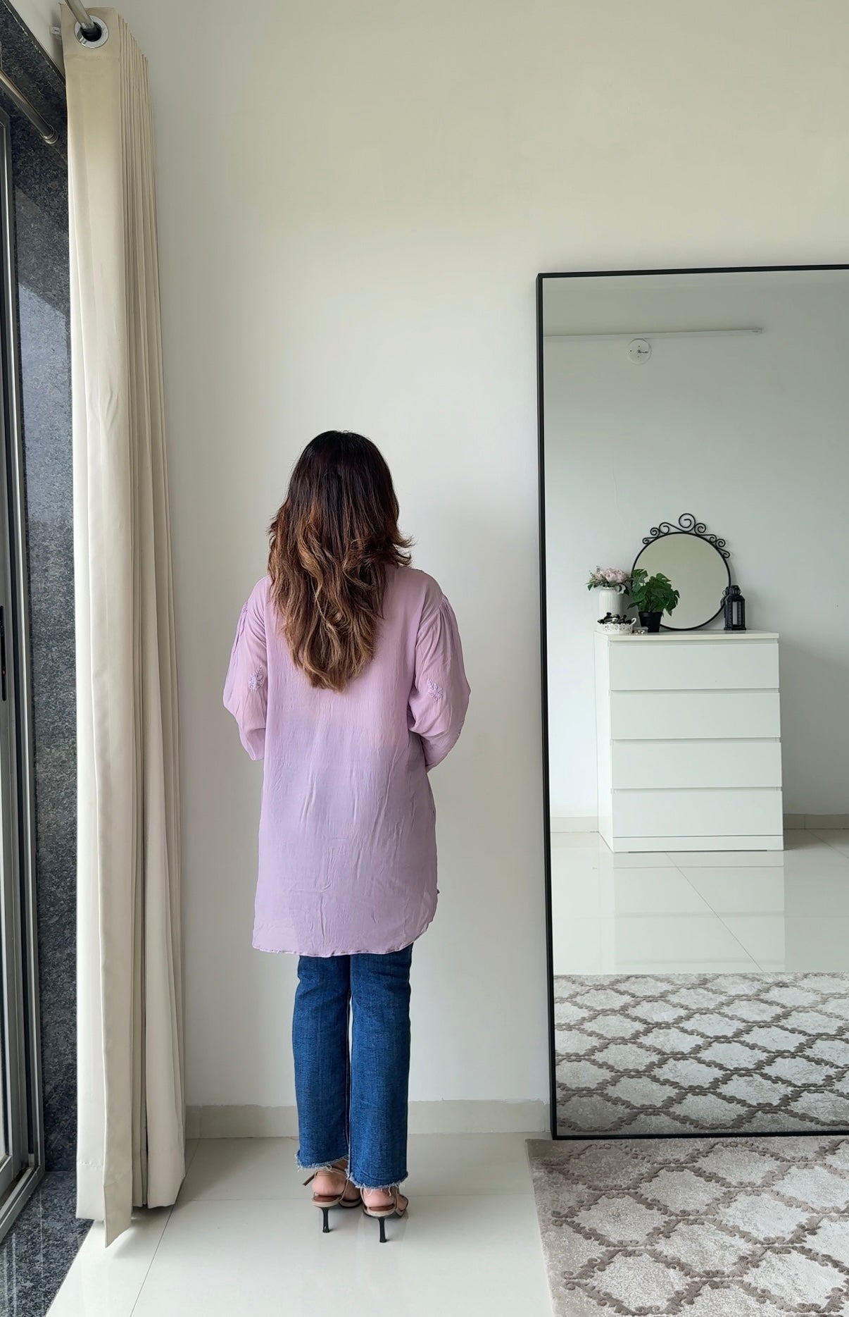 Mauve Tieup Chikankari Shirt