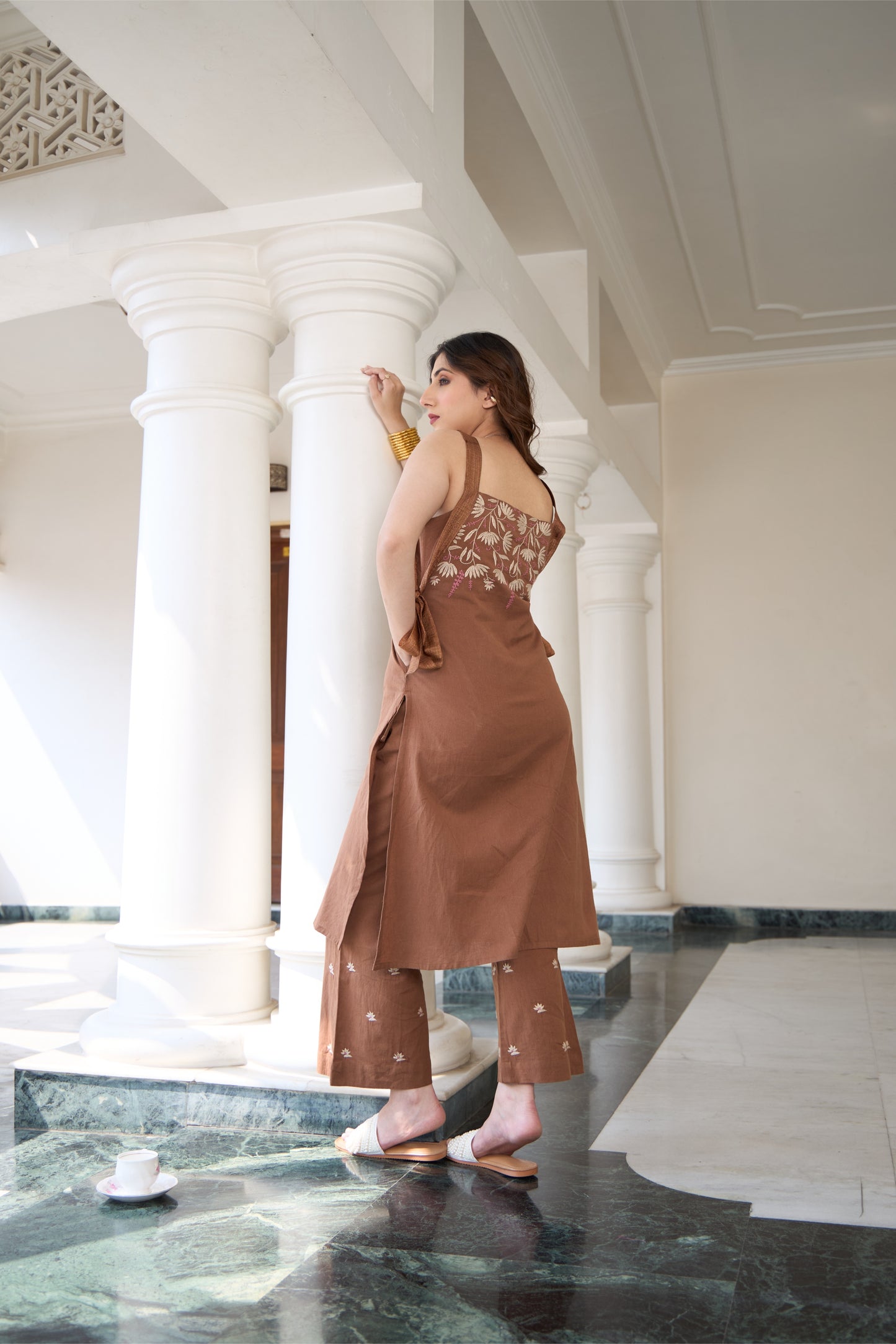 Ochre Chikankari Kurta Set - Set of 2