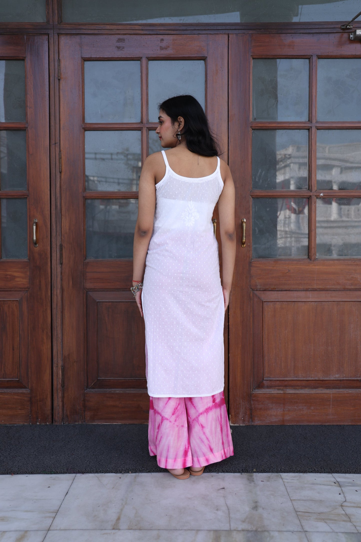 White Chikankari sleeveless kurti