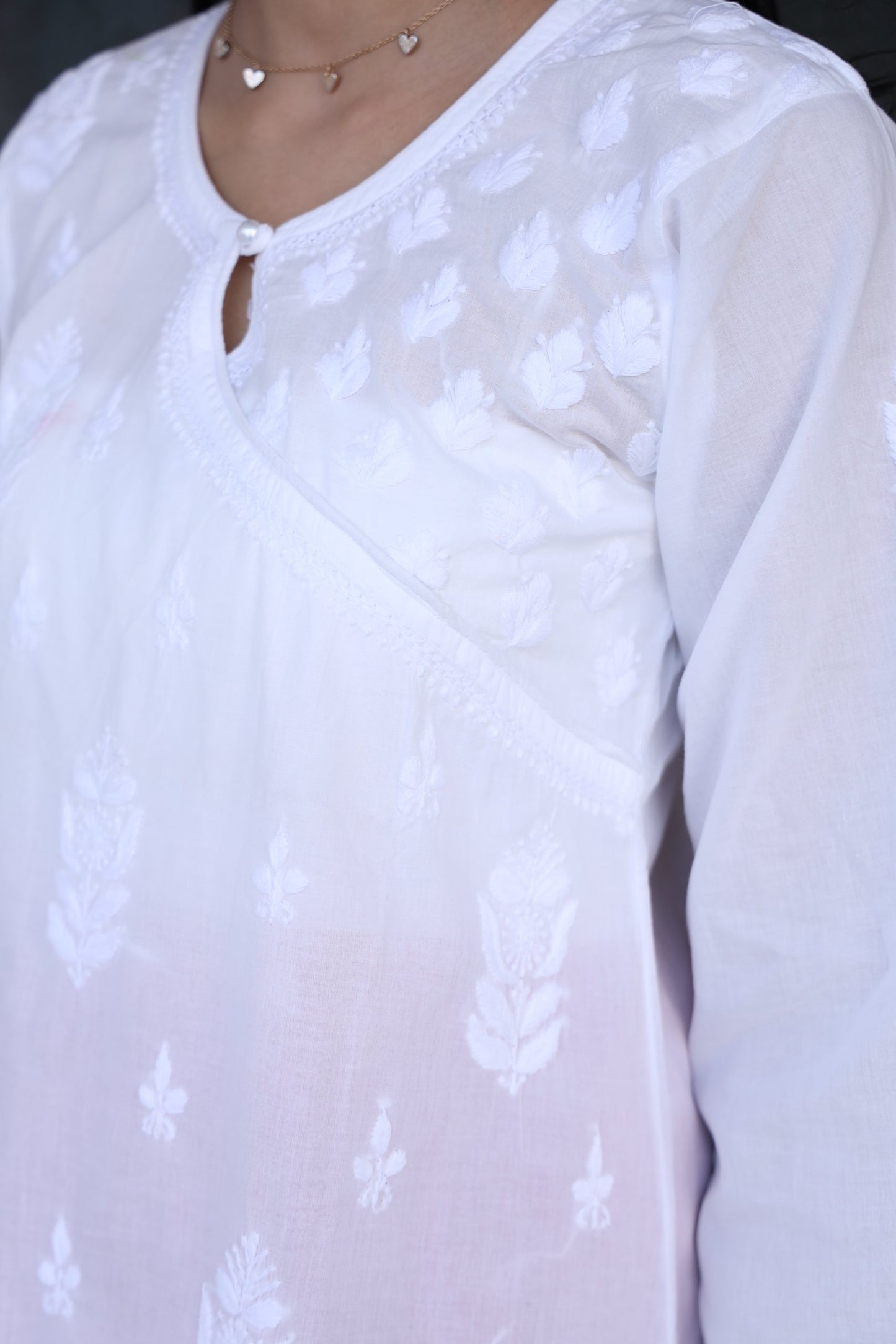 White Full sleeve Chikankari Kurti