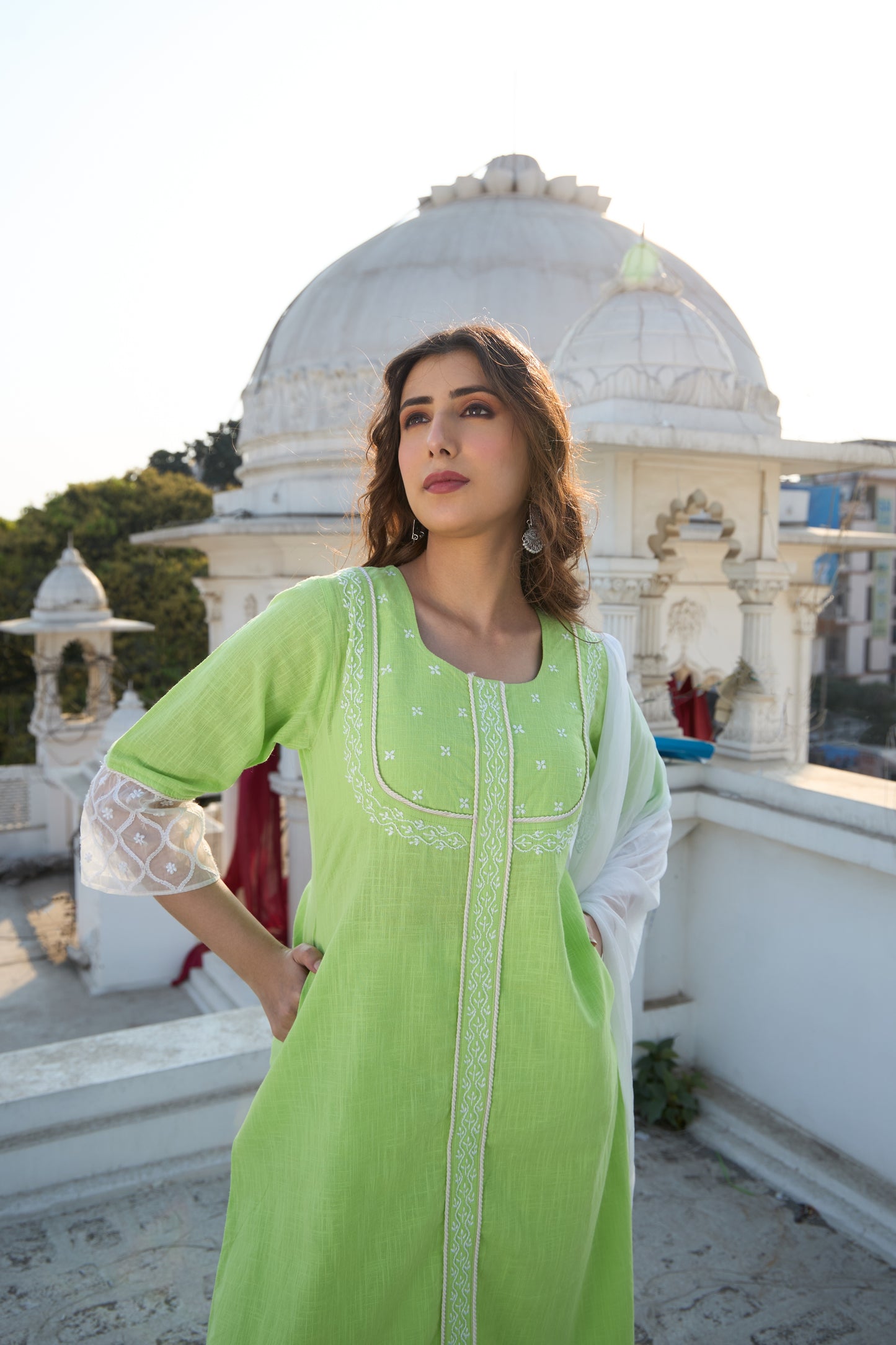 Emerald Chikankari Kurta Set - Set of 3