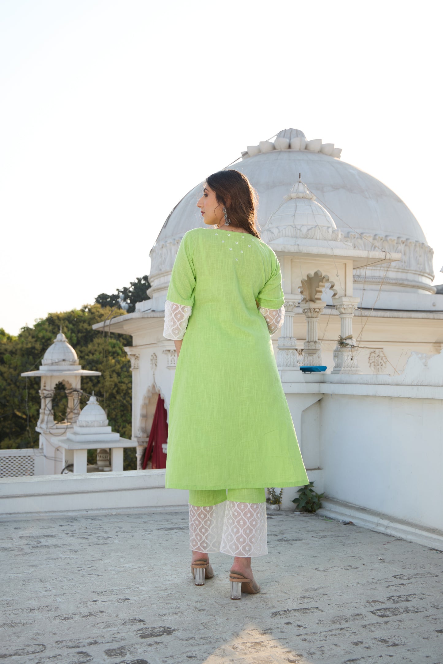 Emerald Chikankari Kurta Set - Set of 3