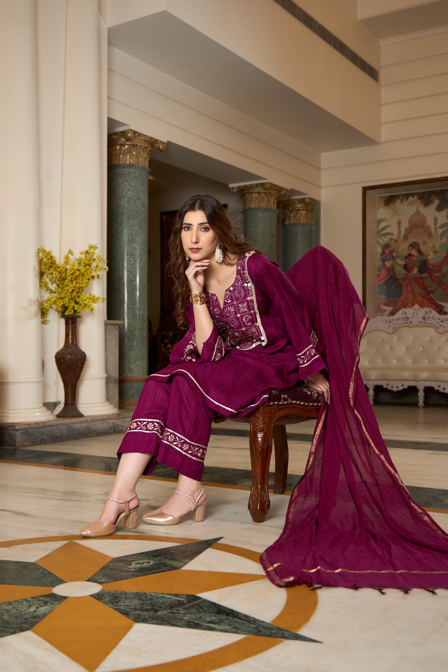 Magenta Chanderi Dupatta