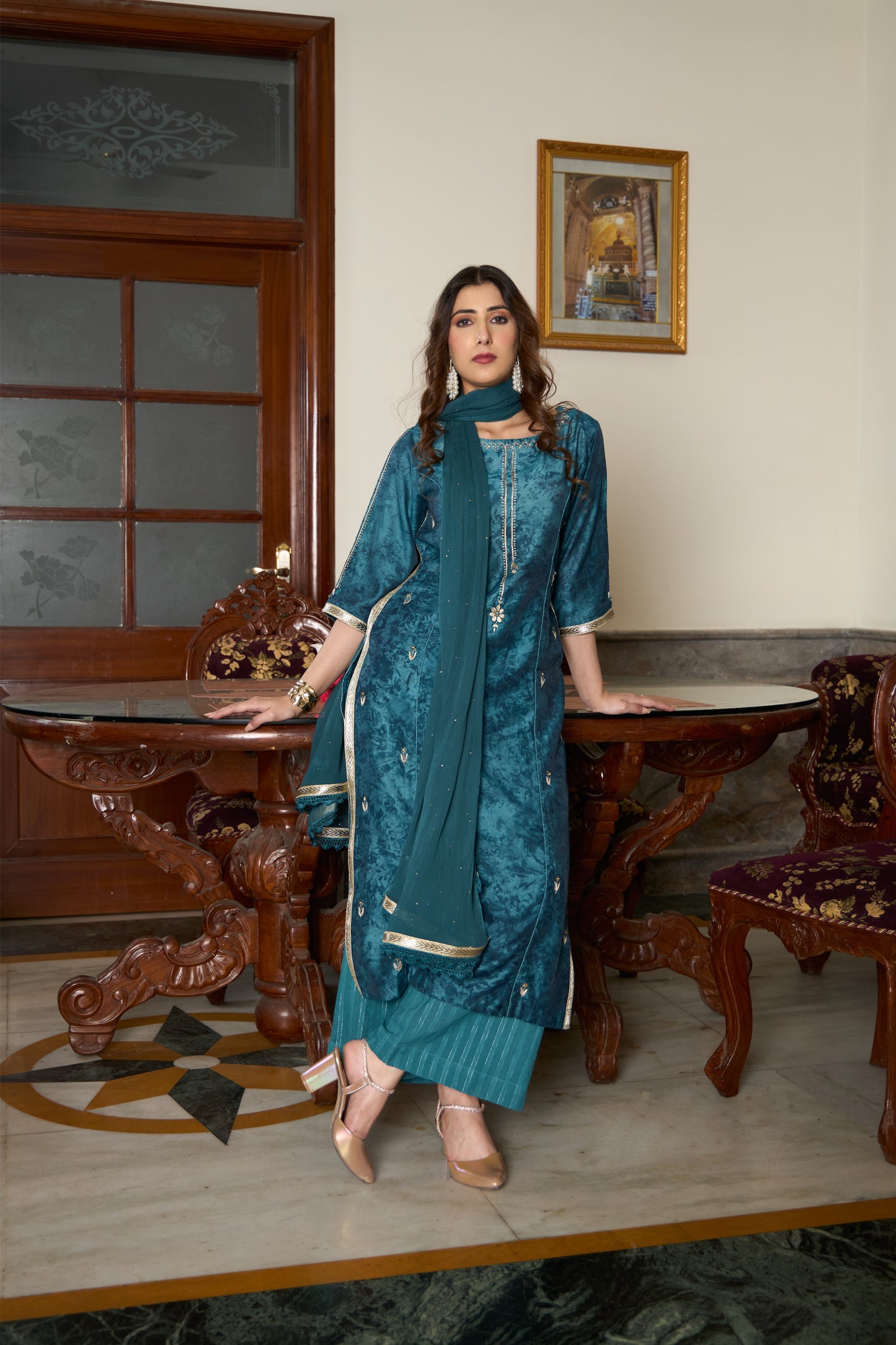 Chiffon Mukaish work Dupatta