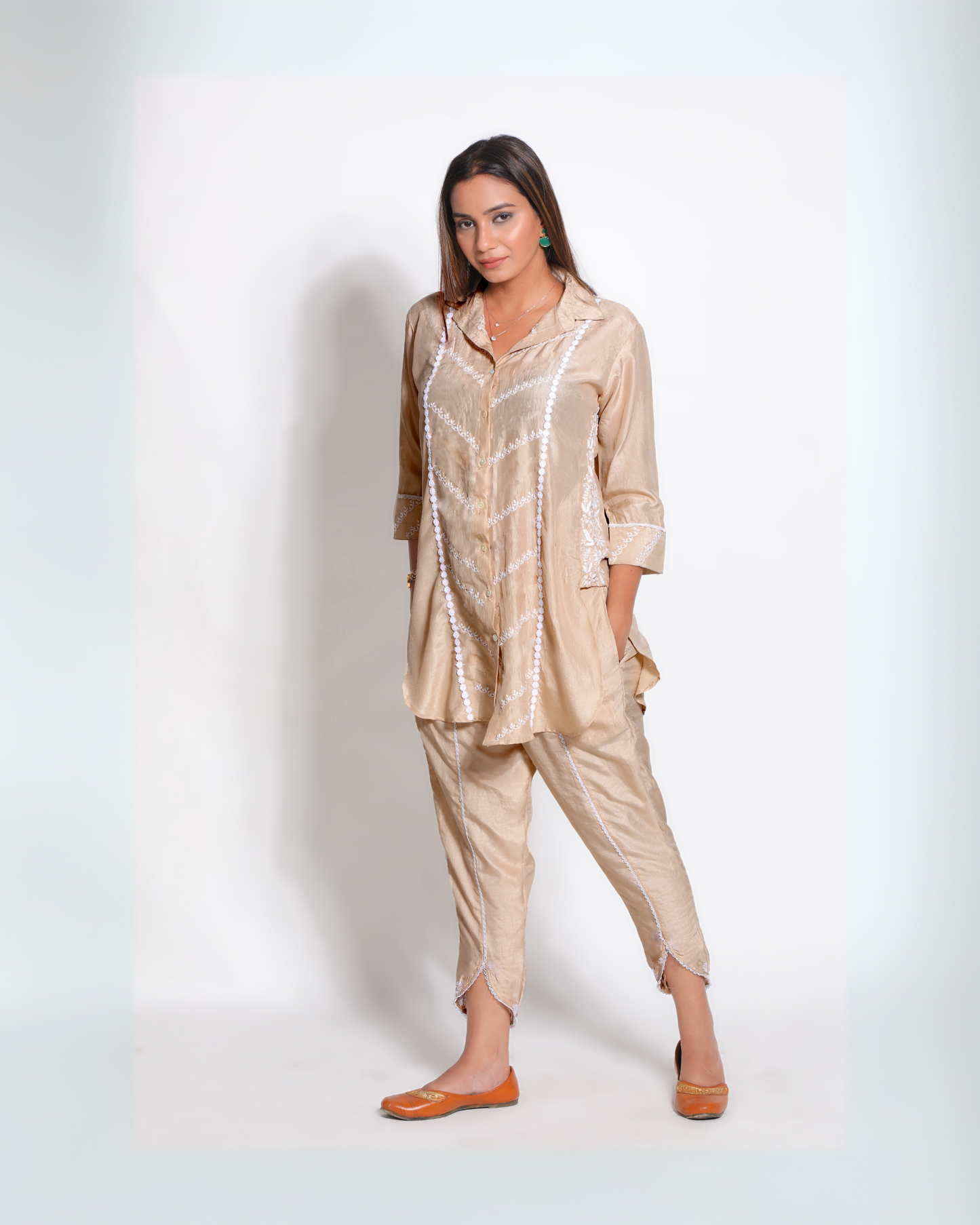 Desert Sand Chikankari Coord Set - Set of 2
