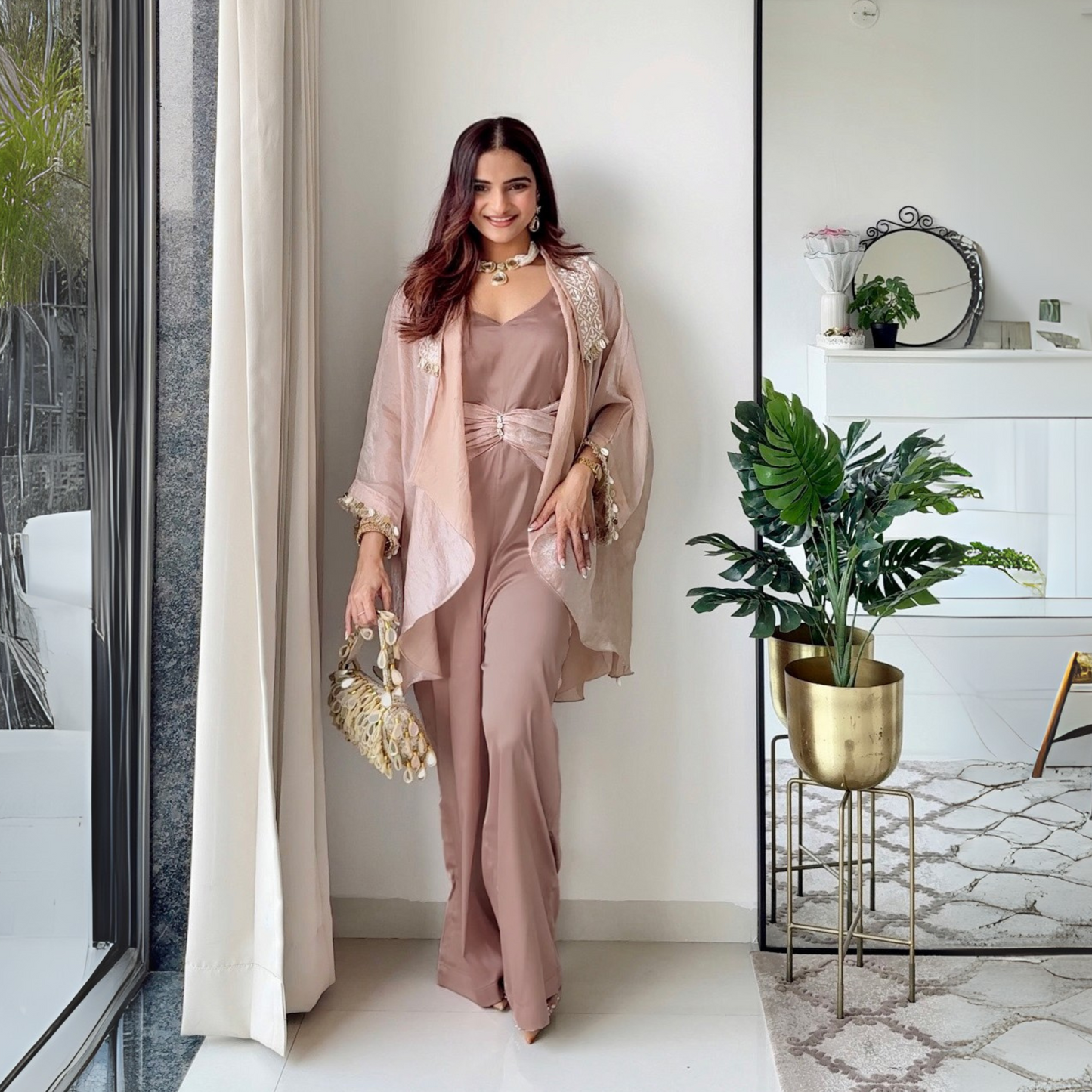 Silken Sage Jumpsuit & Shrug - Set of 2