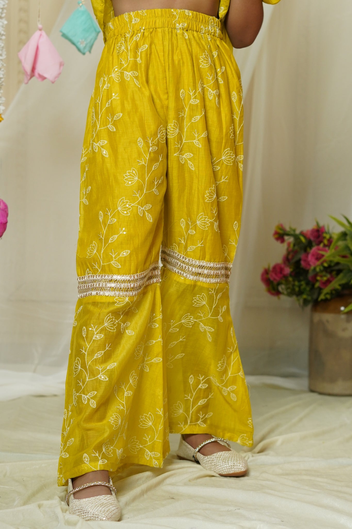 Girl's Festive Mustard Anarkali Suit