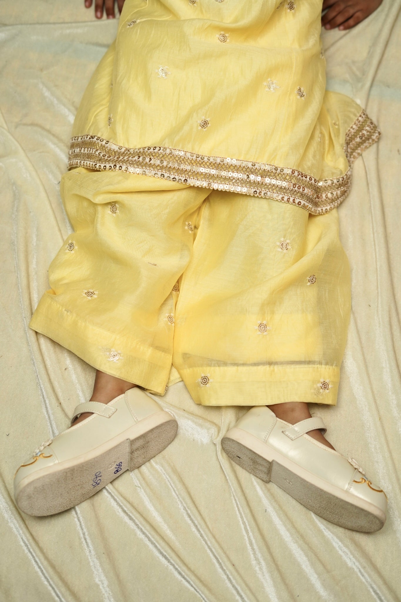Girl's Yellow Chanderi Kurta Set