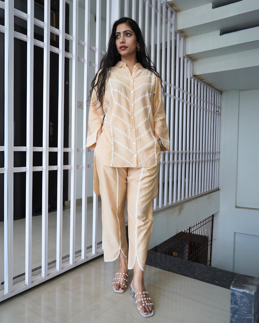 Desert Sand Chikankari Coord Set - Set of 2