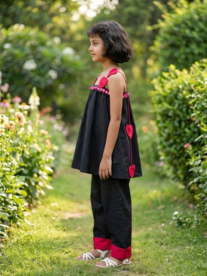 Heart Cut-Out Chanderi Black Coord