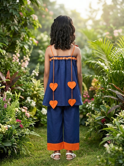 Heart Cut-Out Chanderi Navy Coord