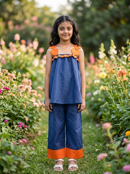 Heart Cut-Out Chanderi Navy Coord