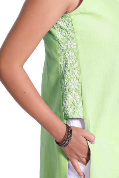 Sage Cotton Chikankari Kurta