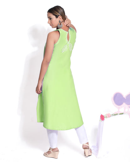 Sage Cotton Chikankari Kurta