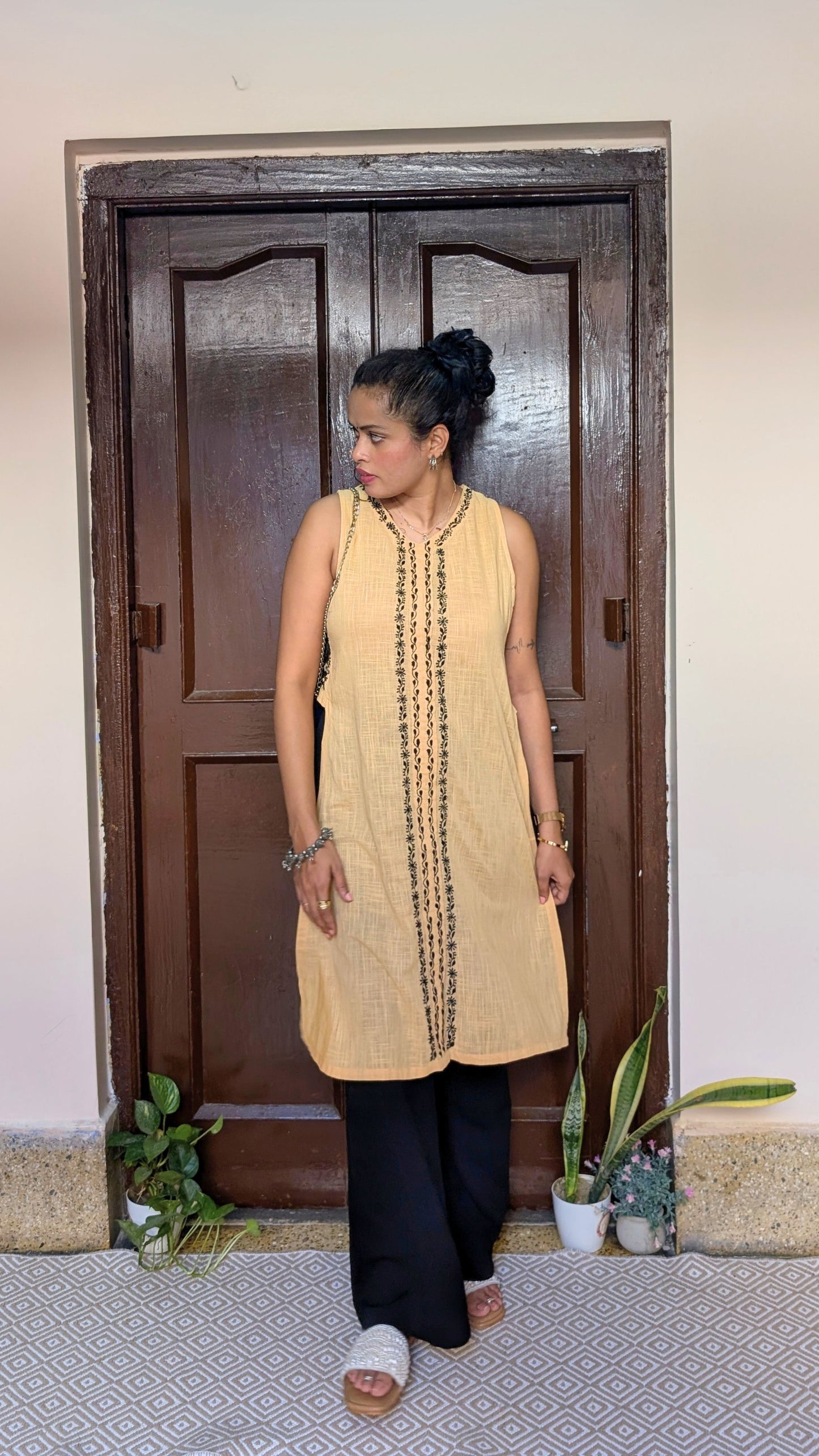 Sand Cotton Chikankari Kurta