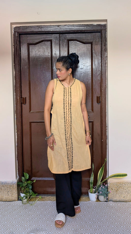 Sand Cotton Chikankari Kurta