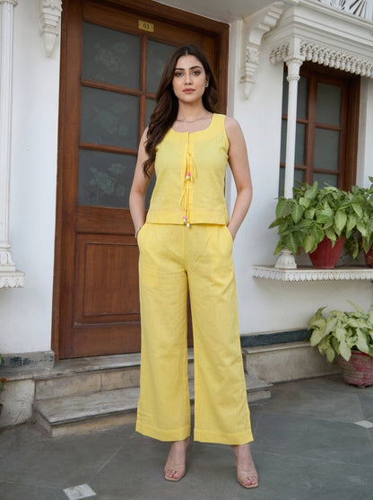 Lemon Bloom Tie-Up Coord Set - Set of 2