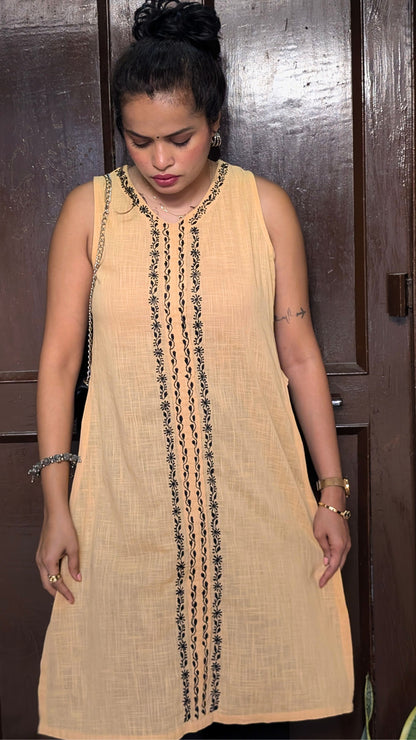 Sand Cotton Chikankari Kurta