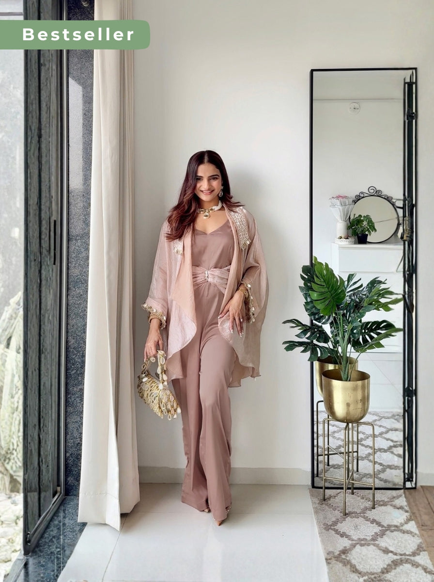 Silken Sage Jumpsuit & Shrug - Set of 2