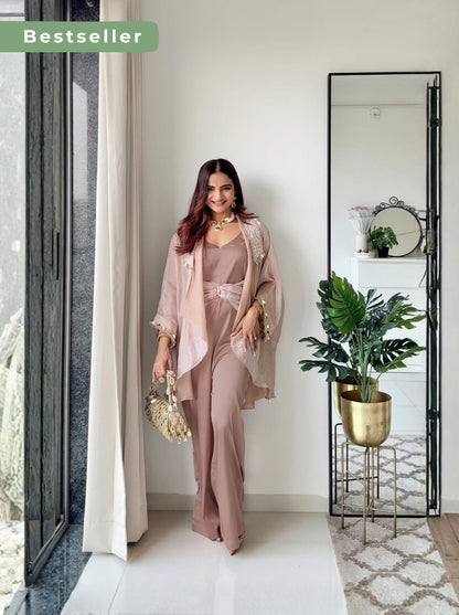 Silken Sage Jumpsuit & Shrug - Set of 2