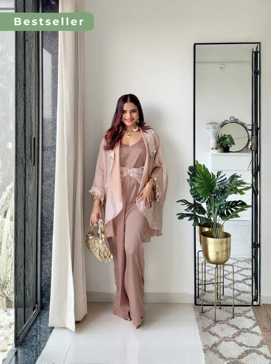 Silken Sage Jumpsuit & Shrug - Set of 2