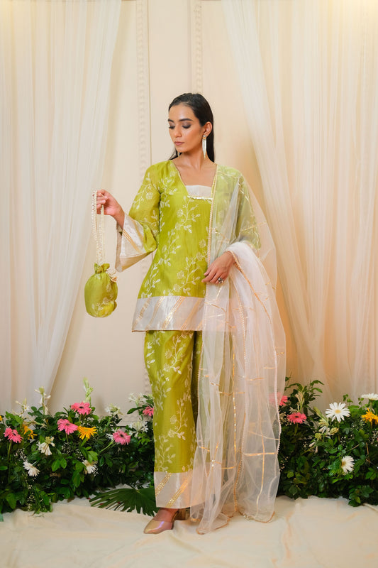 Chandrika Olive Green Kurta Set - of 3
