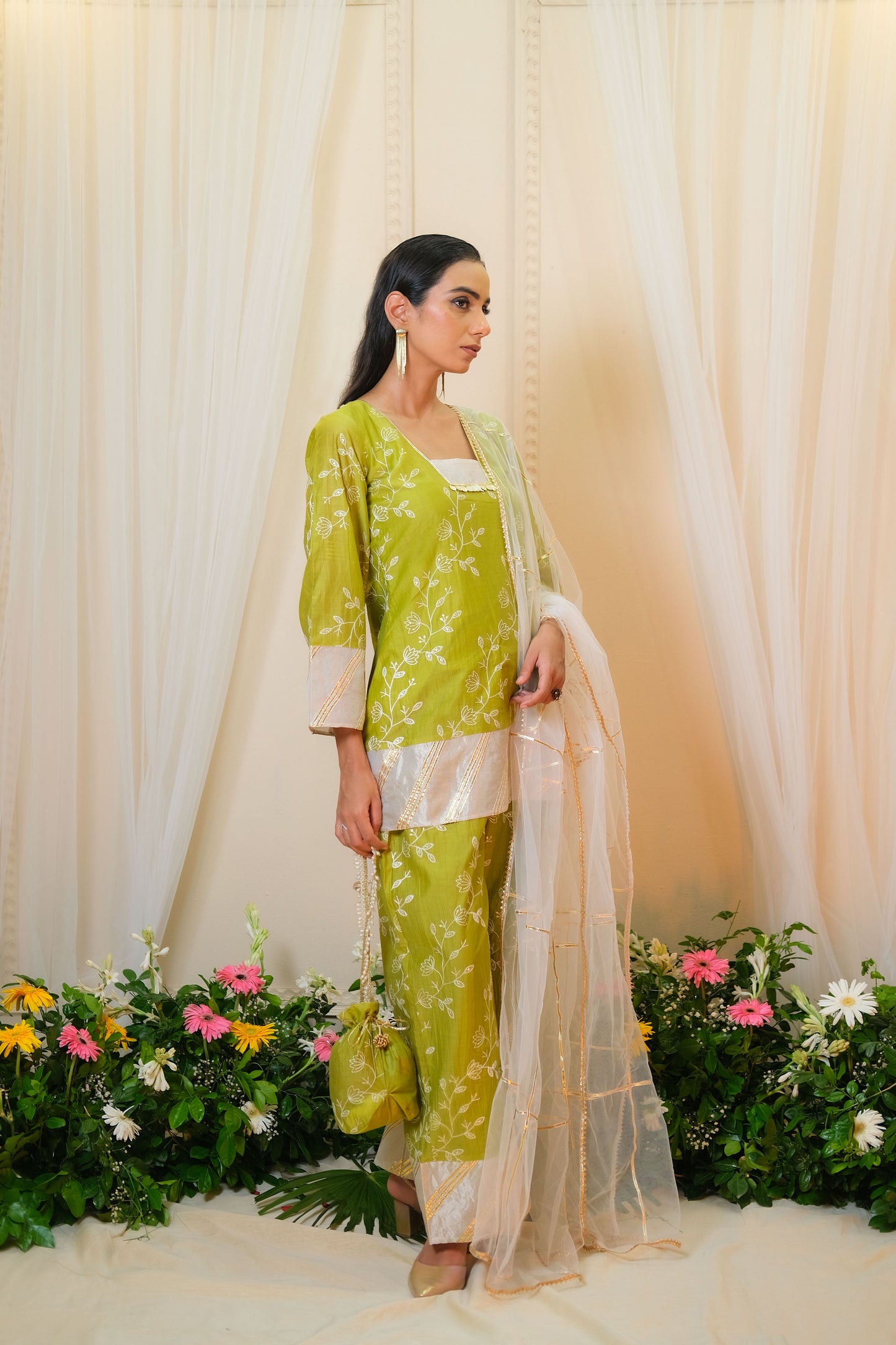 Chandrika Olive Green Kurta Set - of 3