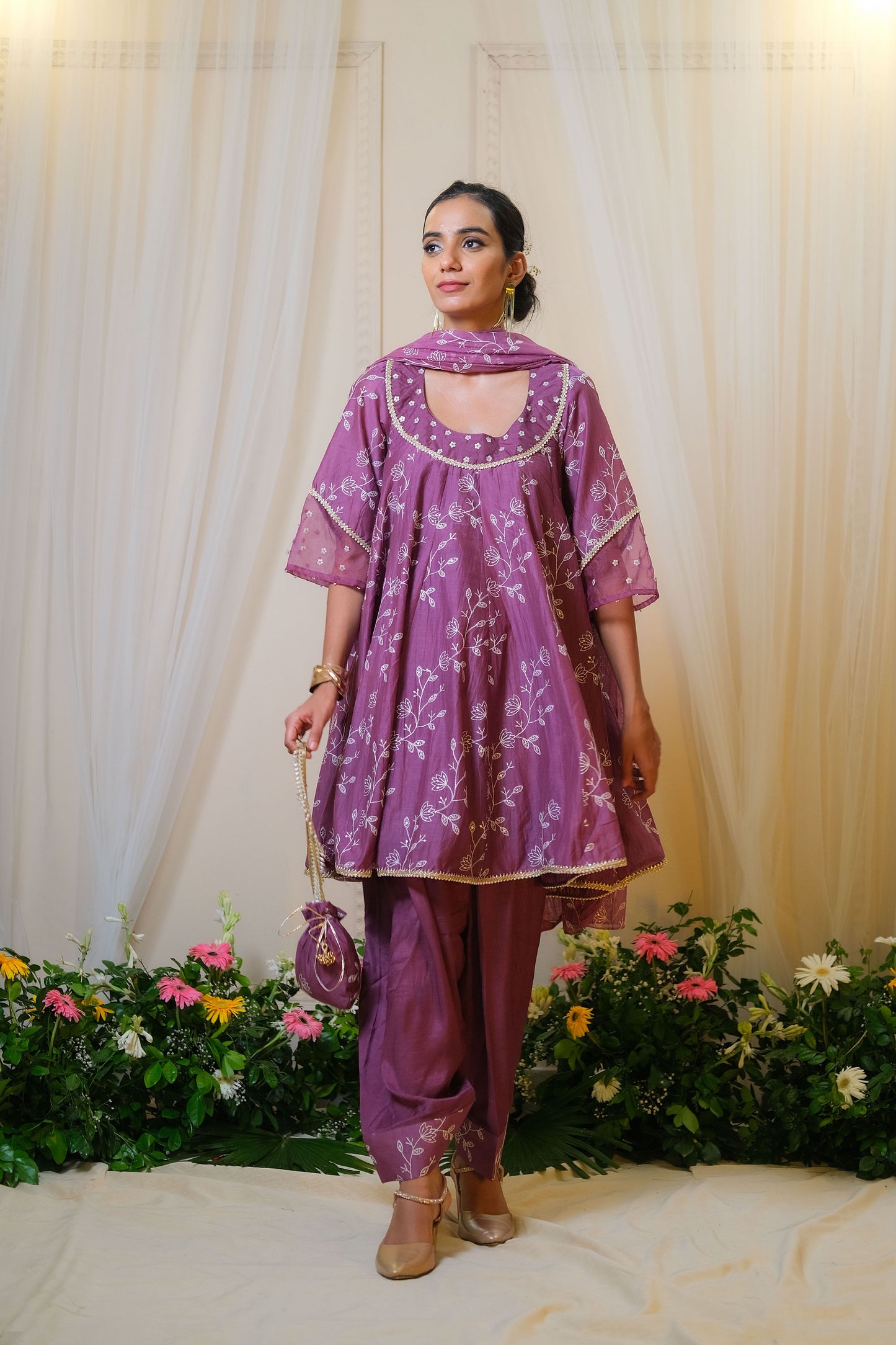 Gajra Yellow Anarkali Suit - of 3