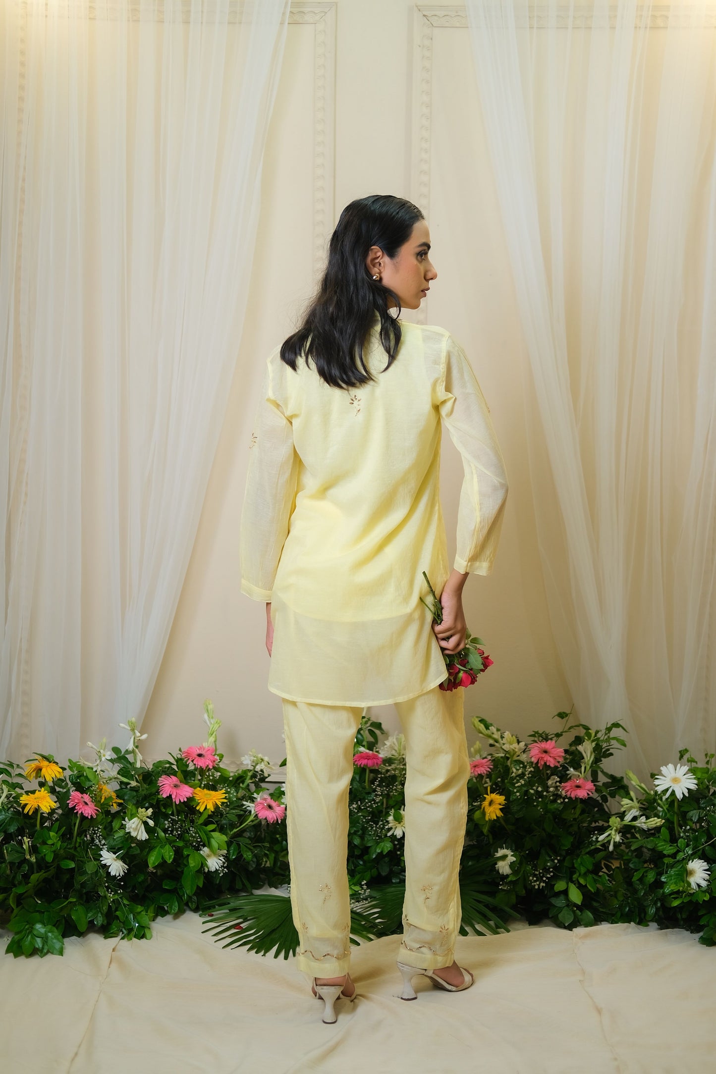 Sitaara Yellow Mukaish Coord Set - of 2