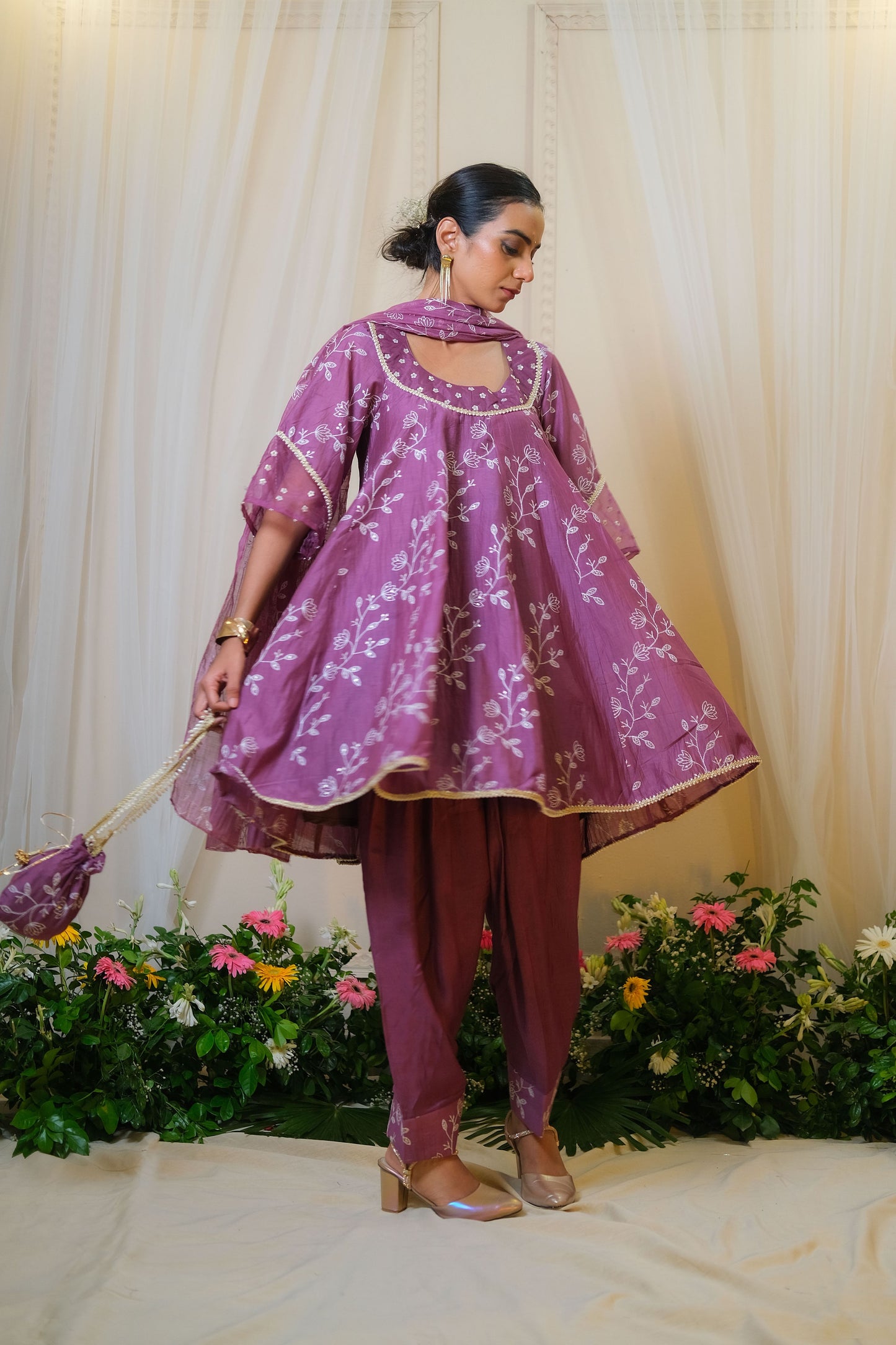Gajra Yellow Anarkali Suit - of 3