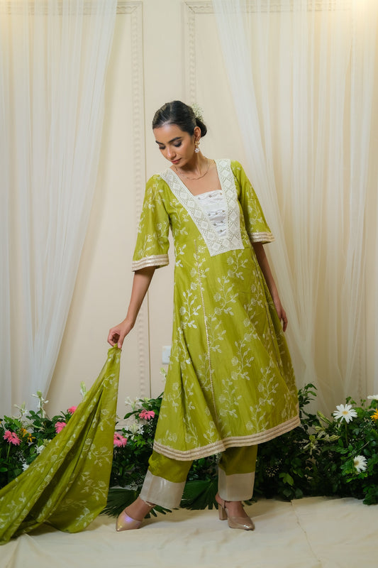 Panna Green Anarkali Set - of 3