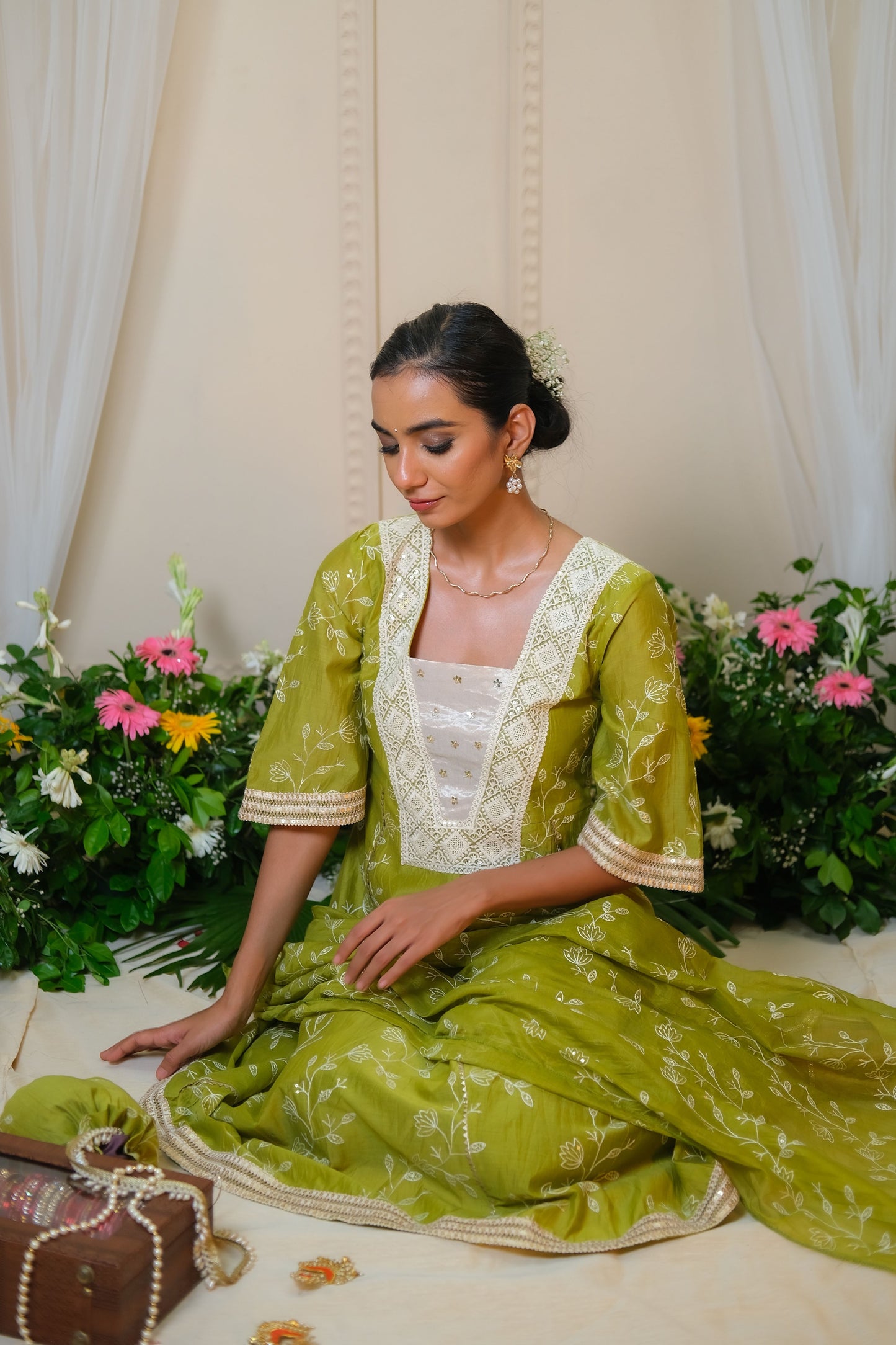 Panna Green Anarkali Set - of 3