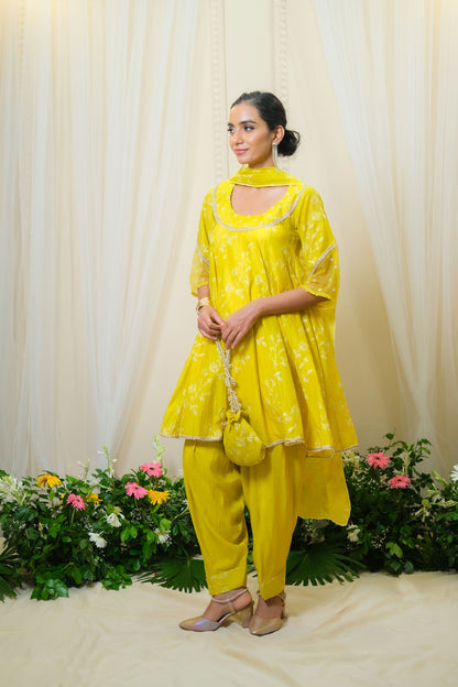 Gajra Yellow Anarkali Suit - of 3
