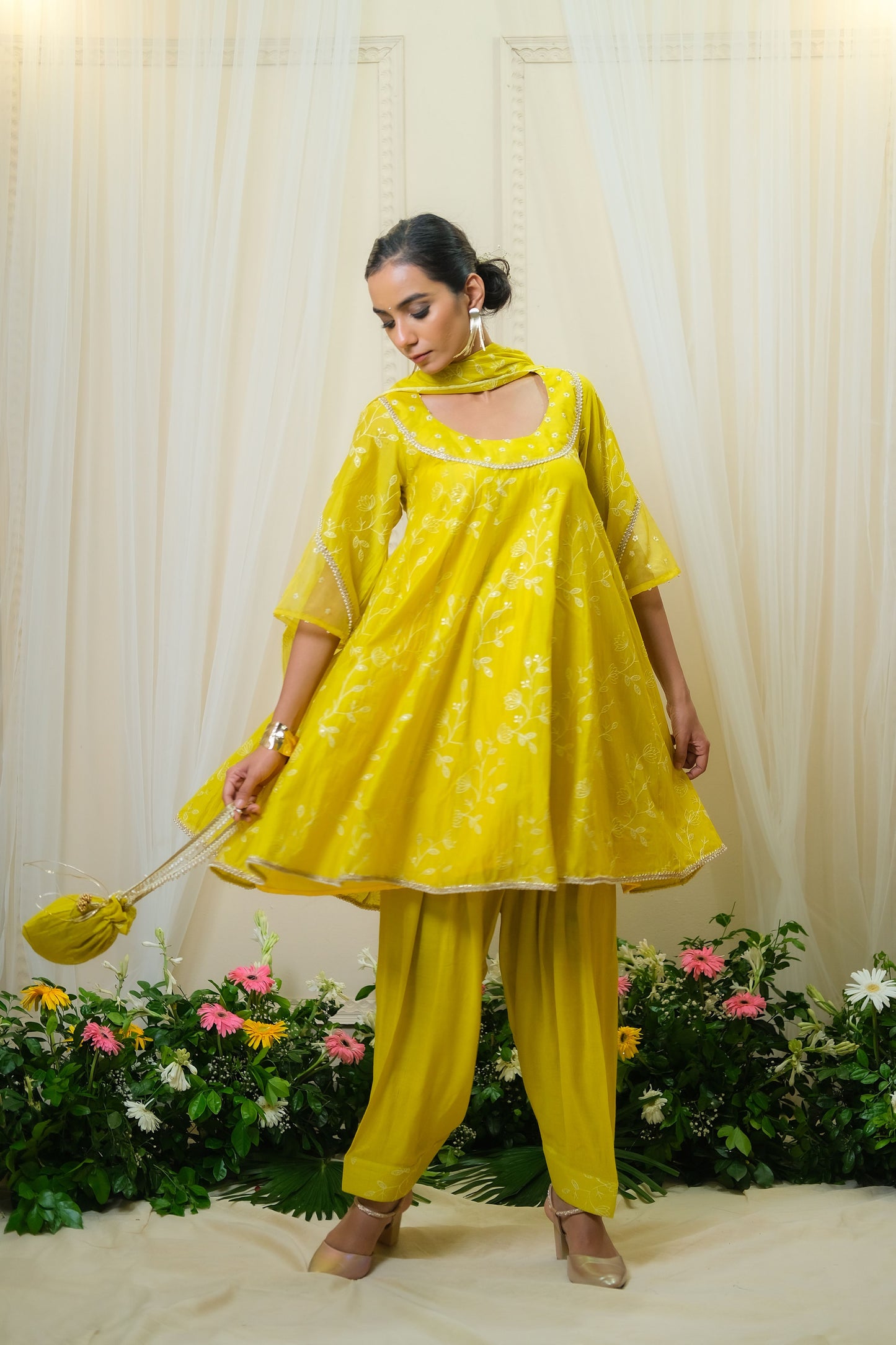 Gajra Yellow Anarkali Suit - of 3