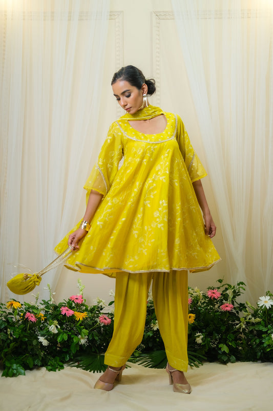 Gajra Yellow Anarkali Suit - of 3