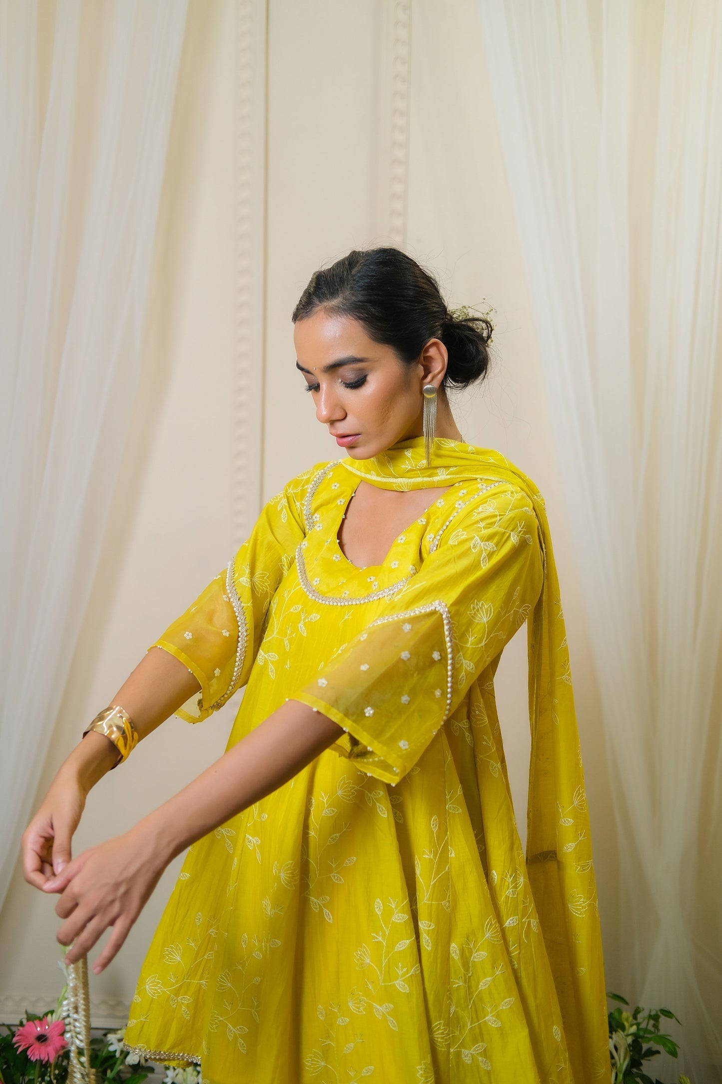 Gajra Yellow Anarkali Suit - of 3