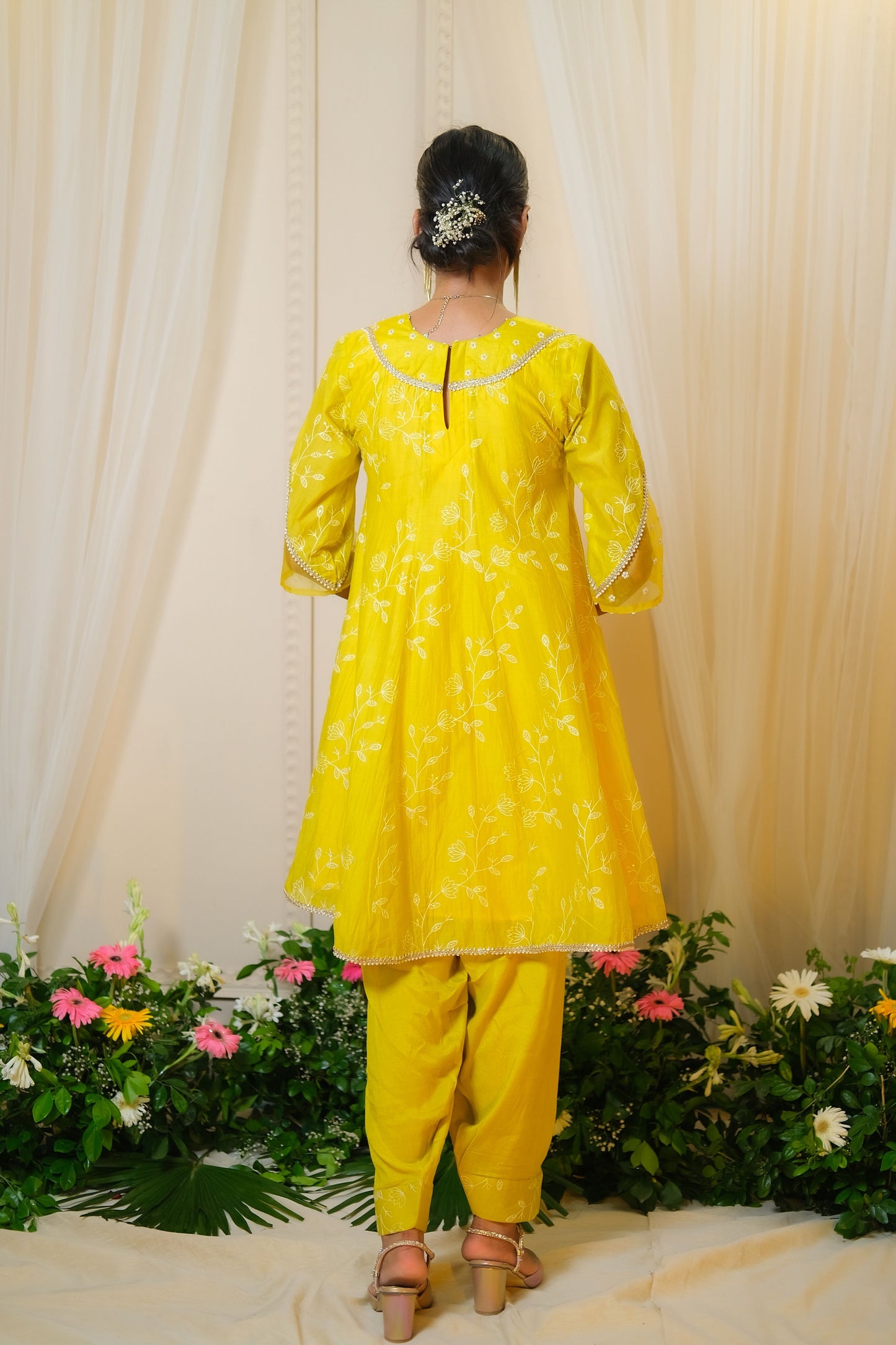 Gajra Yellow Anarkali Suit - of 3